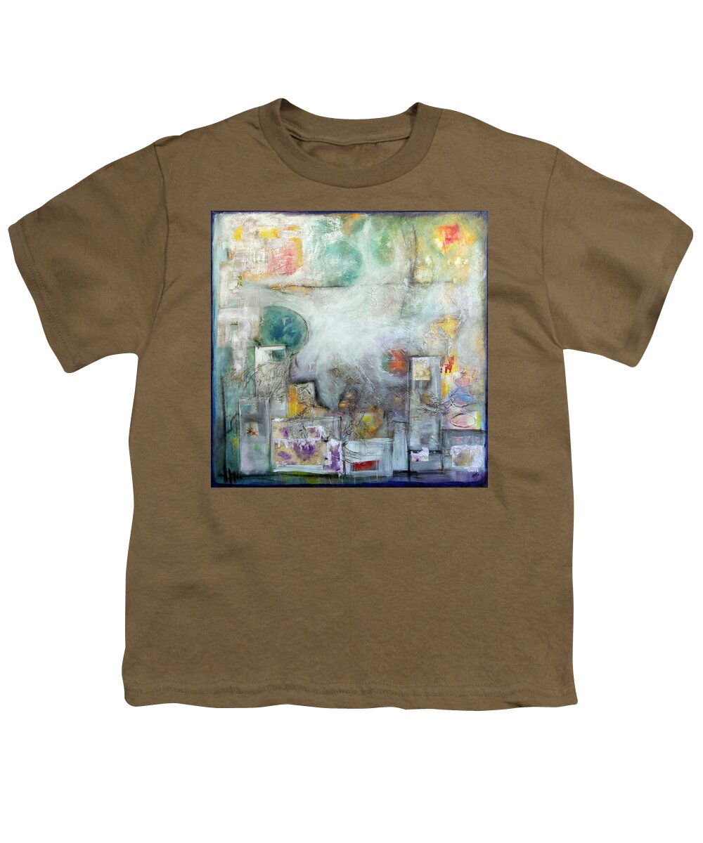 Abstract Youth T-Shirt featuring the painting Spring Obscura by Theresa Marie Johnson