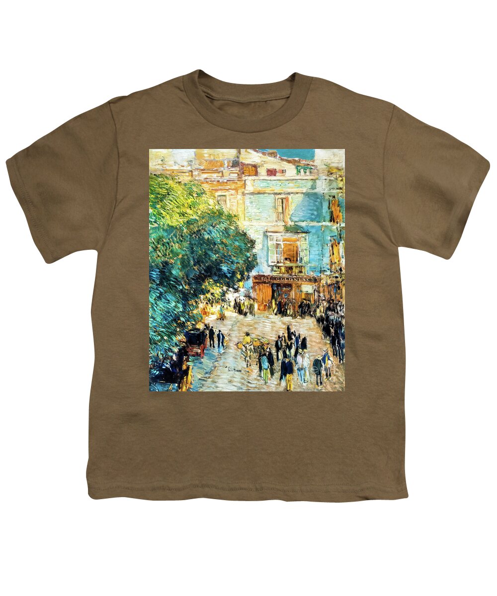 Square Youth T-Shirt featuring the painting Square at Sevilla by Childe Hassam 1910 by Childe Hassam