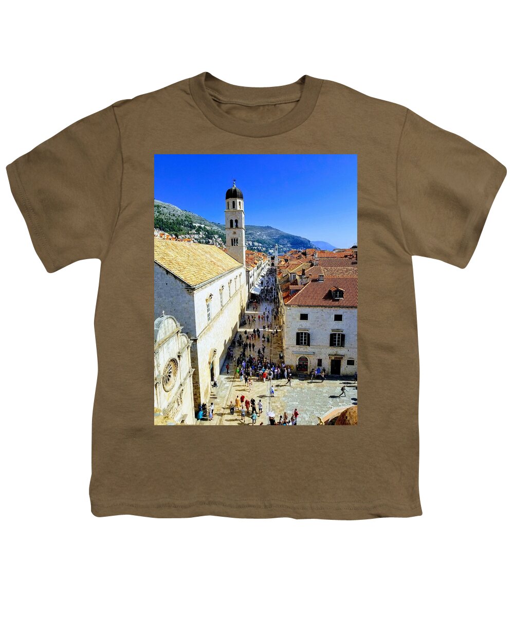 Stradun Youth T-Shirt featuring the photograph Stradun, Dubrovnik, Croatia by Annalisa Rivera-Franz