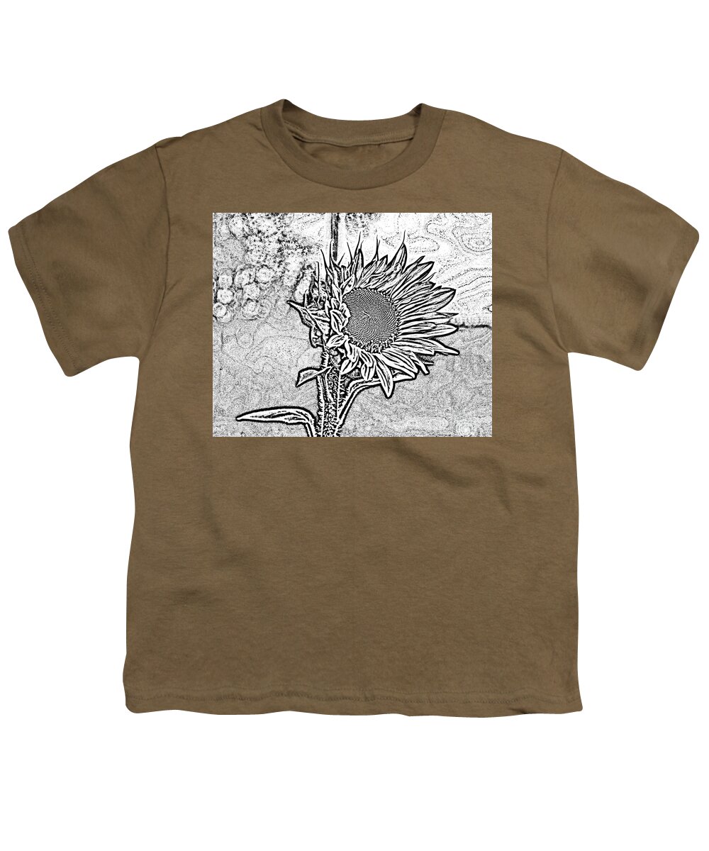 B/w Youth T-Shirt featuring the photograph Sunflower 8 by Esko Lindell