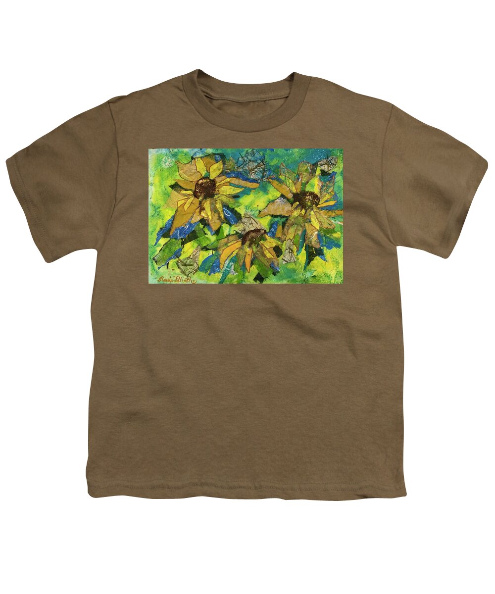 Sunflowers Youth T-Shirt featuring the painting Sunflowers by the Sea by Elaine Elliott