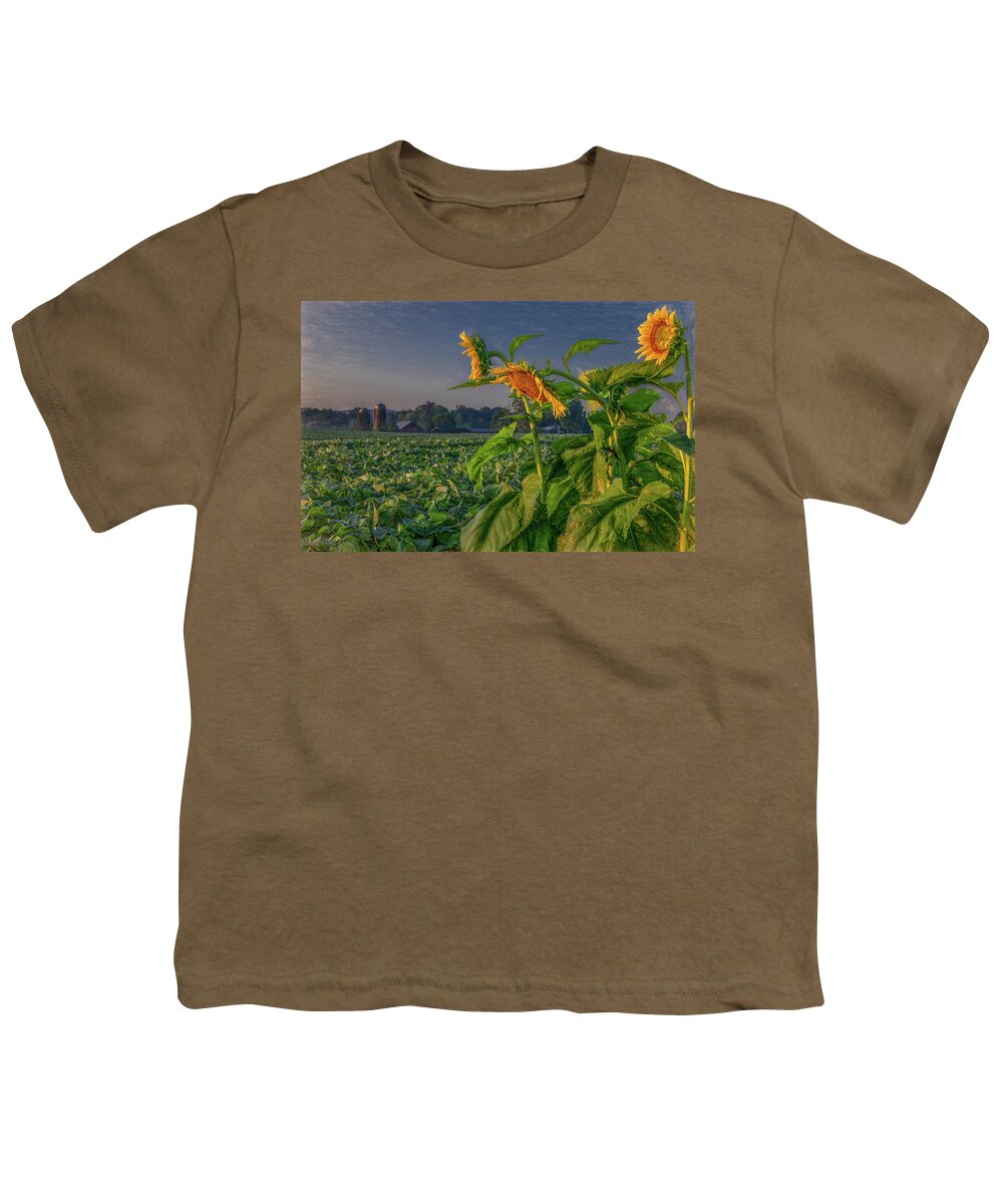Tennessee Youth T-Shirt featuring the photograph Sunrise With Sunflowers by Marcy Wielfaert