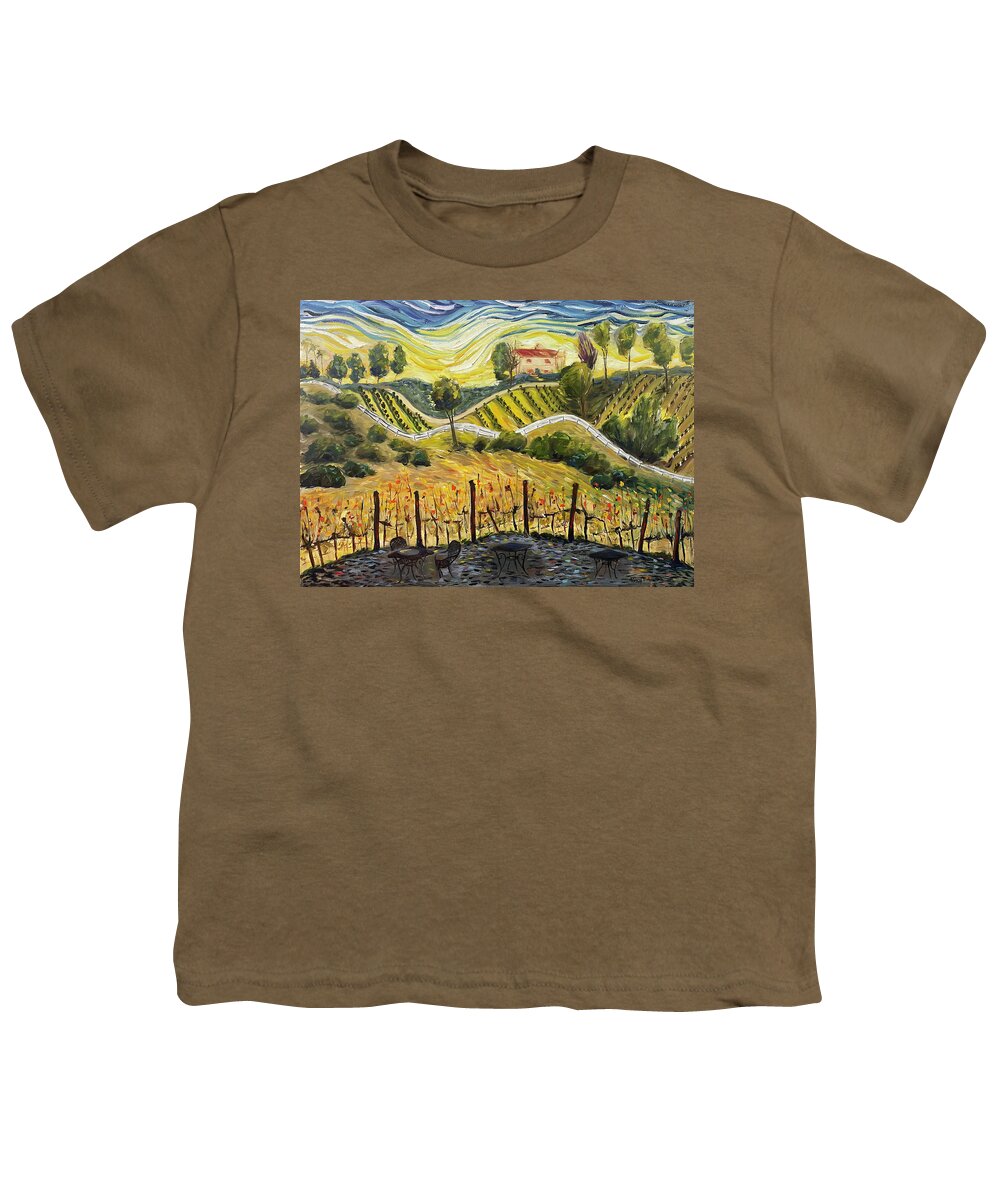 Sunset Youth T-Shirt featuring the painting Sunset at the Villa by Roxy Rich