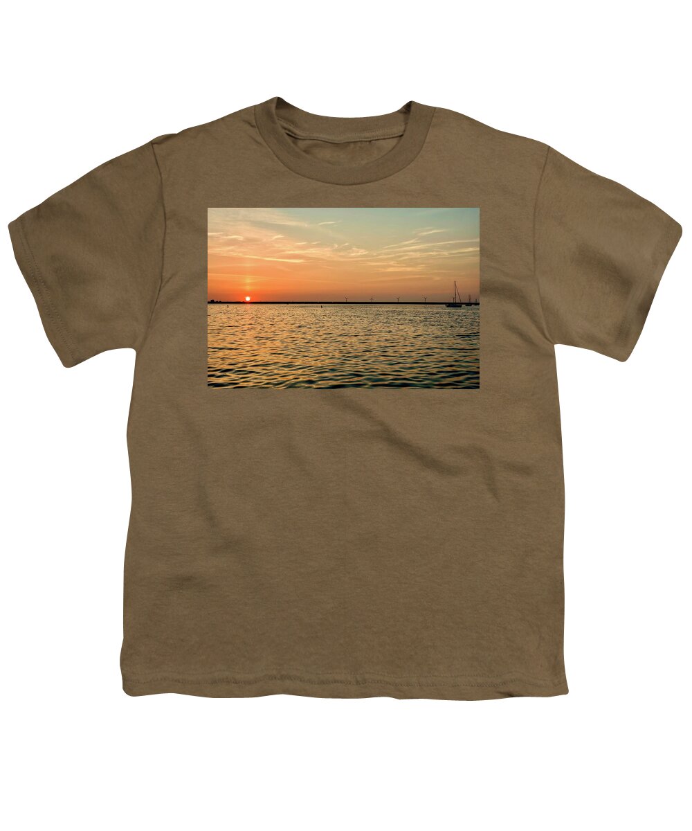 Sunset Youth T-Shirt featuring the photograph Sunset On The Water by Marjolein Van Middelkoop