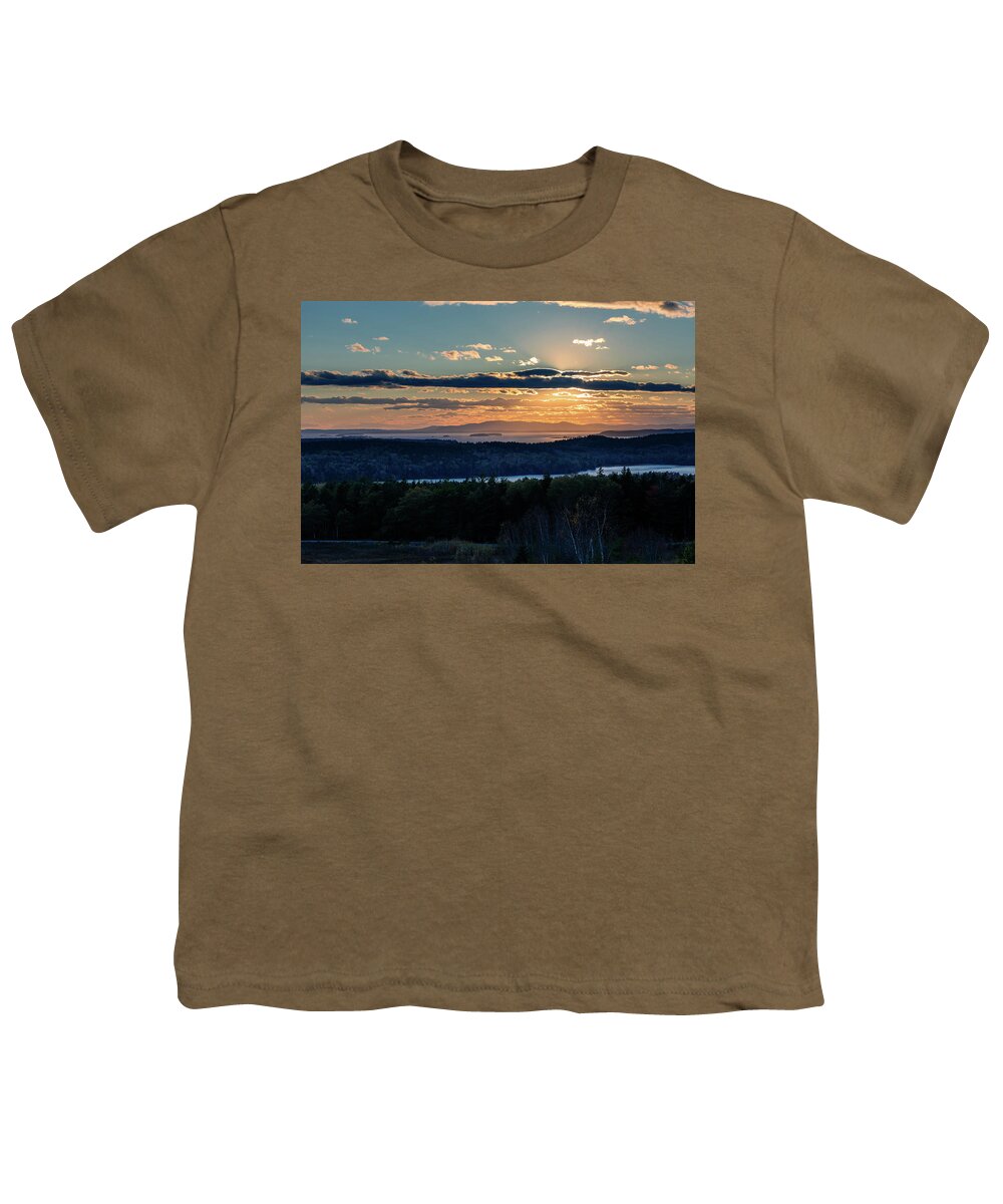 Sunset Youth T-Shirt featuring the photograph Sunset over Penobscot Bay 1 by Craig A Walker