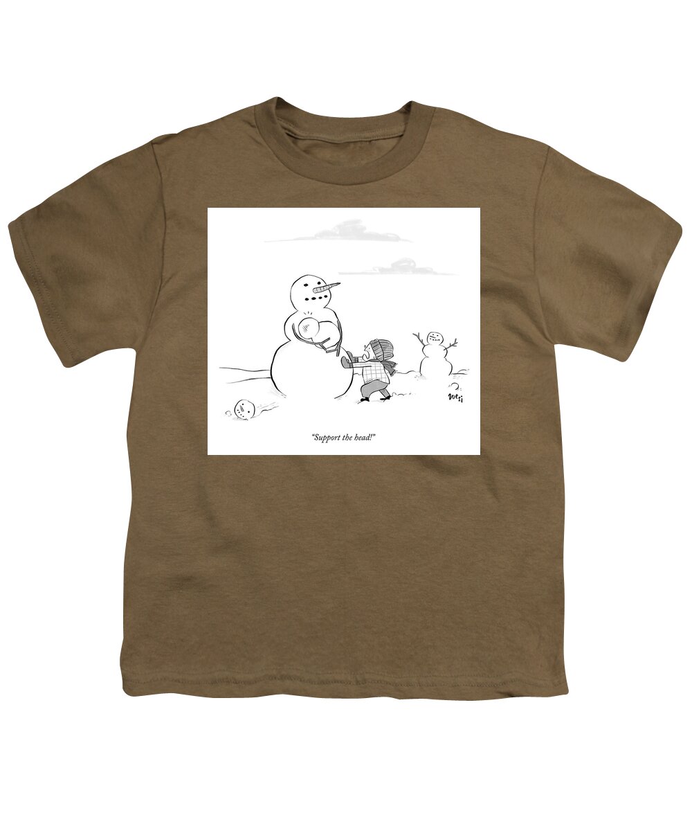 Support The Head! Youth T-Shirt featuring the drawing Support the Head by Zoe Si