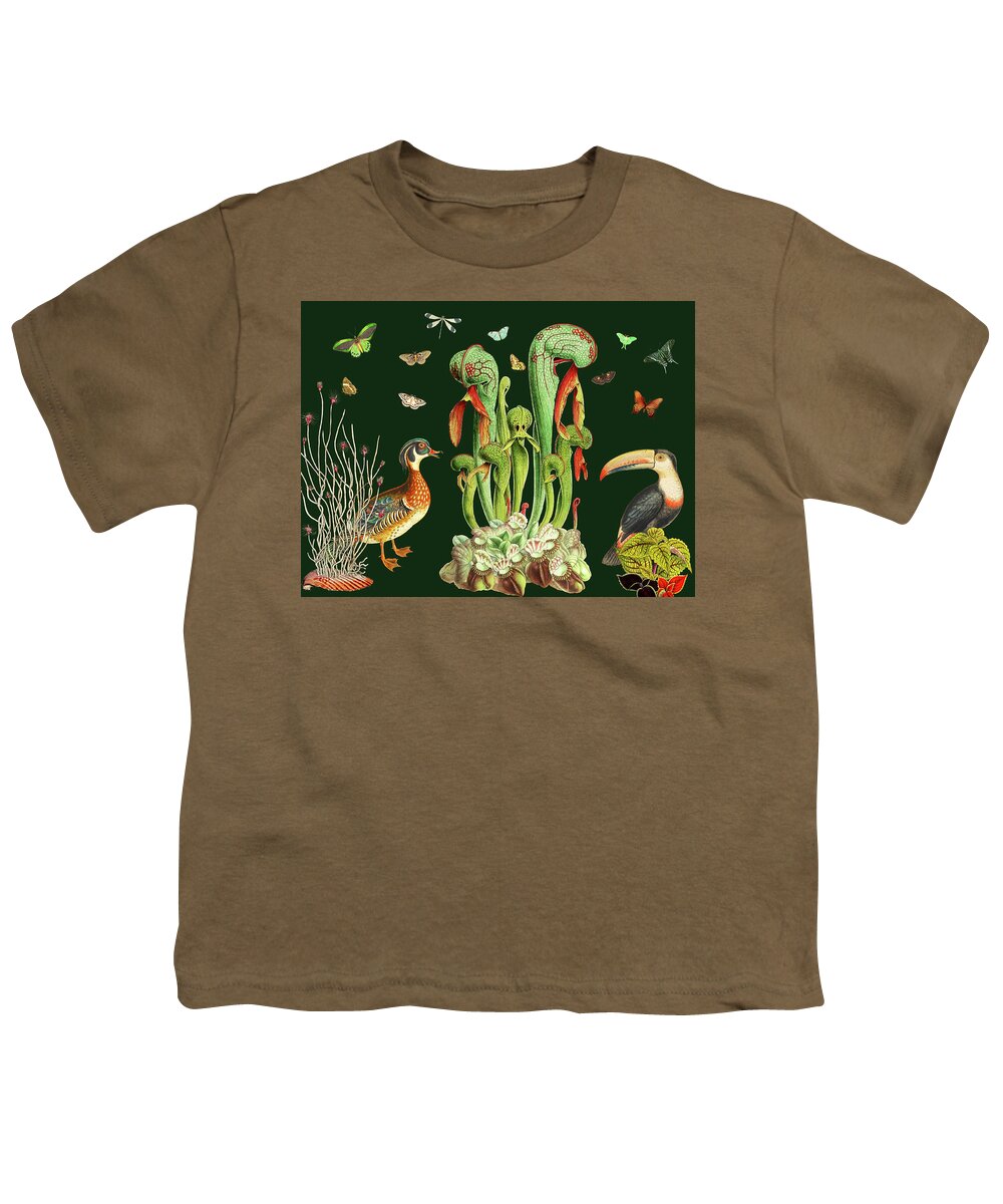 Birds And Butterflies Youth T-Shirt featuring the digital art Symphony for Duck Toucan and Butterflies by Lorena Cassady