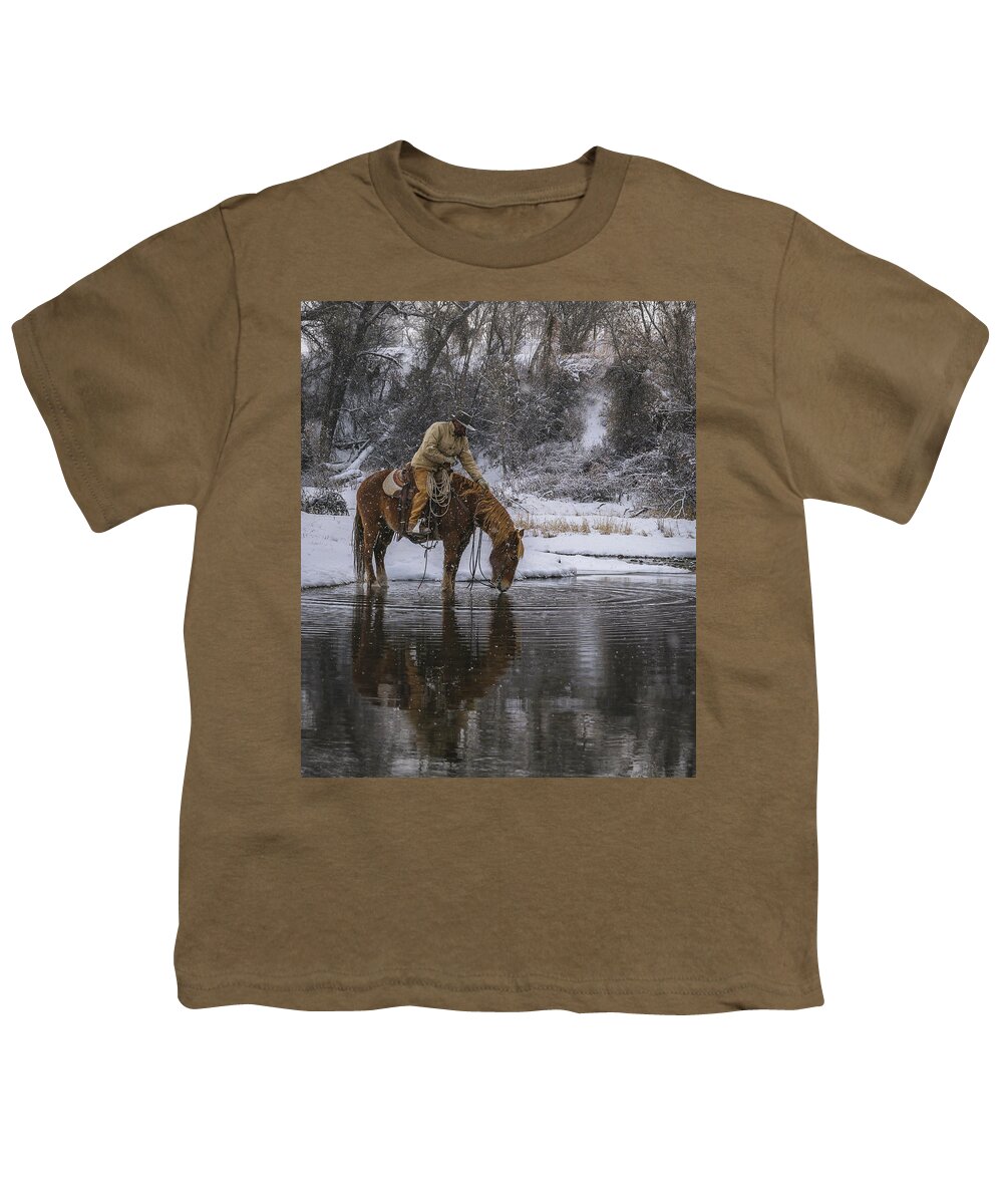 Horse Youth T-Shirt featuring the photograph Tap the Water by Laura Hedien