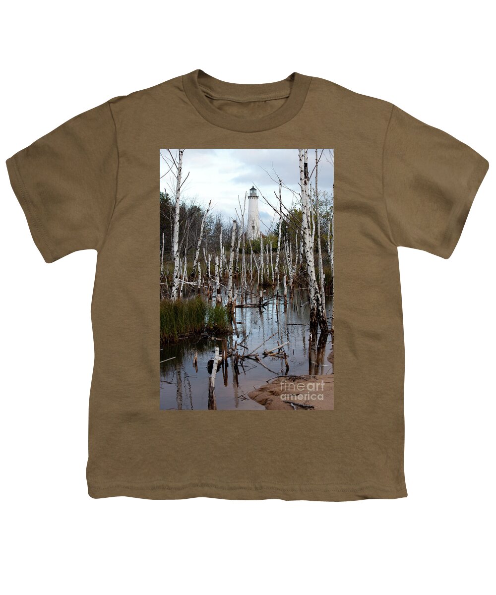 Tawas Youth T-Shirt featuring the photograph Tawas Point Lighthouse and Birch Trees V by Rich S