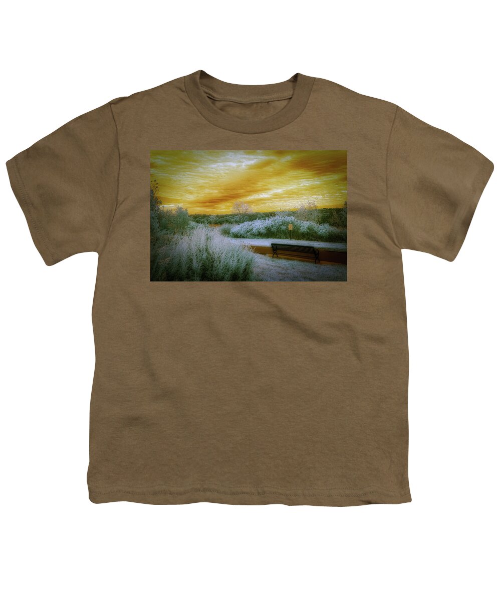 Overpeck Park Youth T-Shirt featuring the photograph The Bench by Penny Polakoff