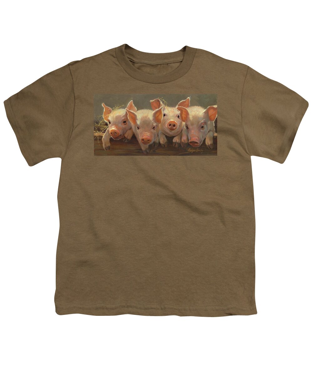 Farm Animals Youth T-Shirt featuring the painting The Big Squeeze by Carolyne Hawley