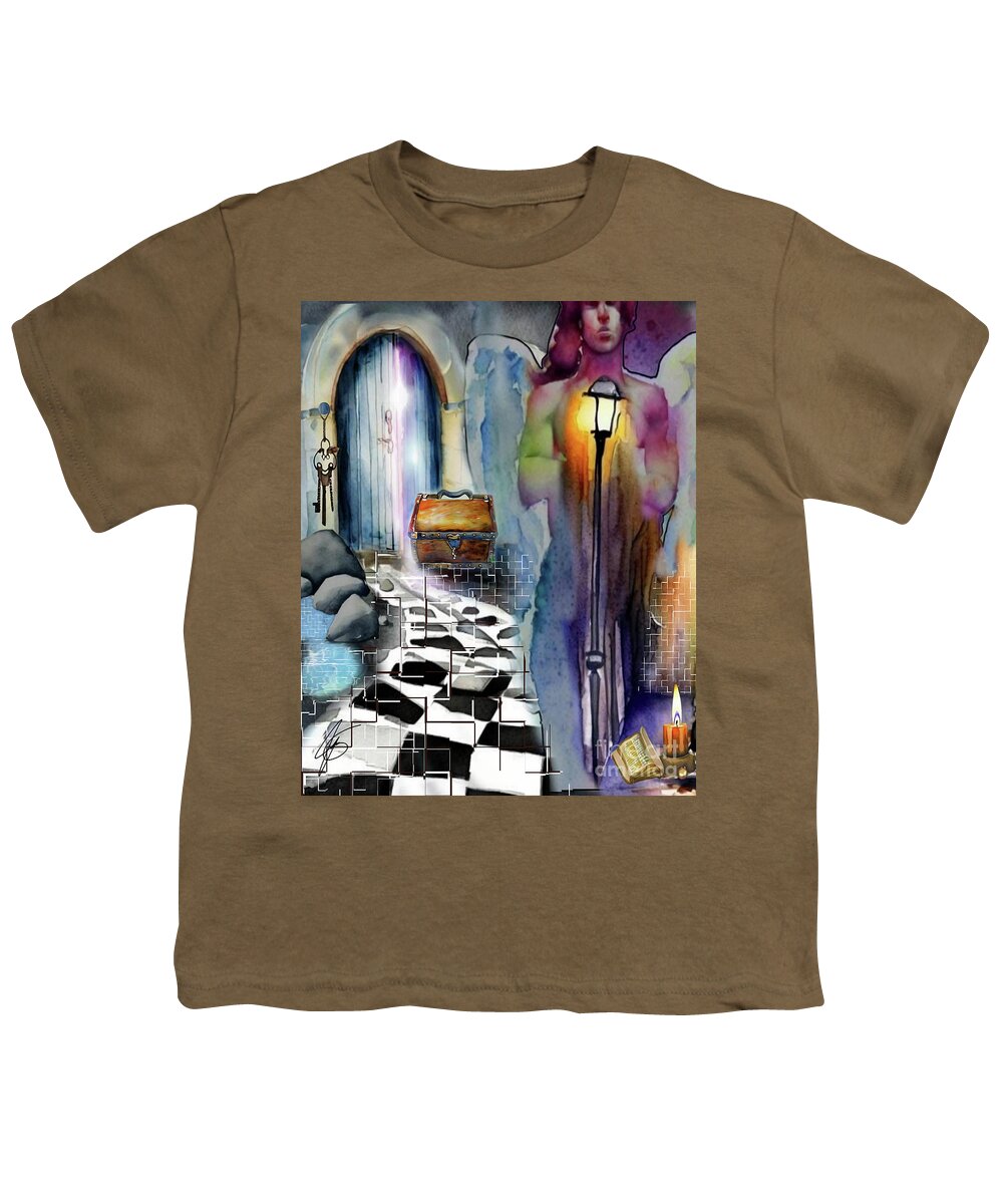 Jenpageart Youth T-Shirt featuring the mixed media The Door by Jennifer Page