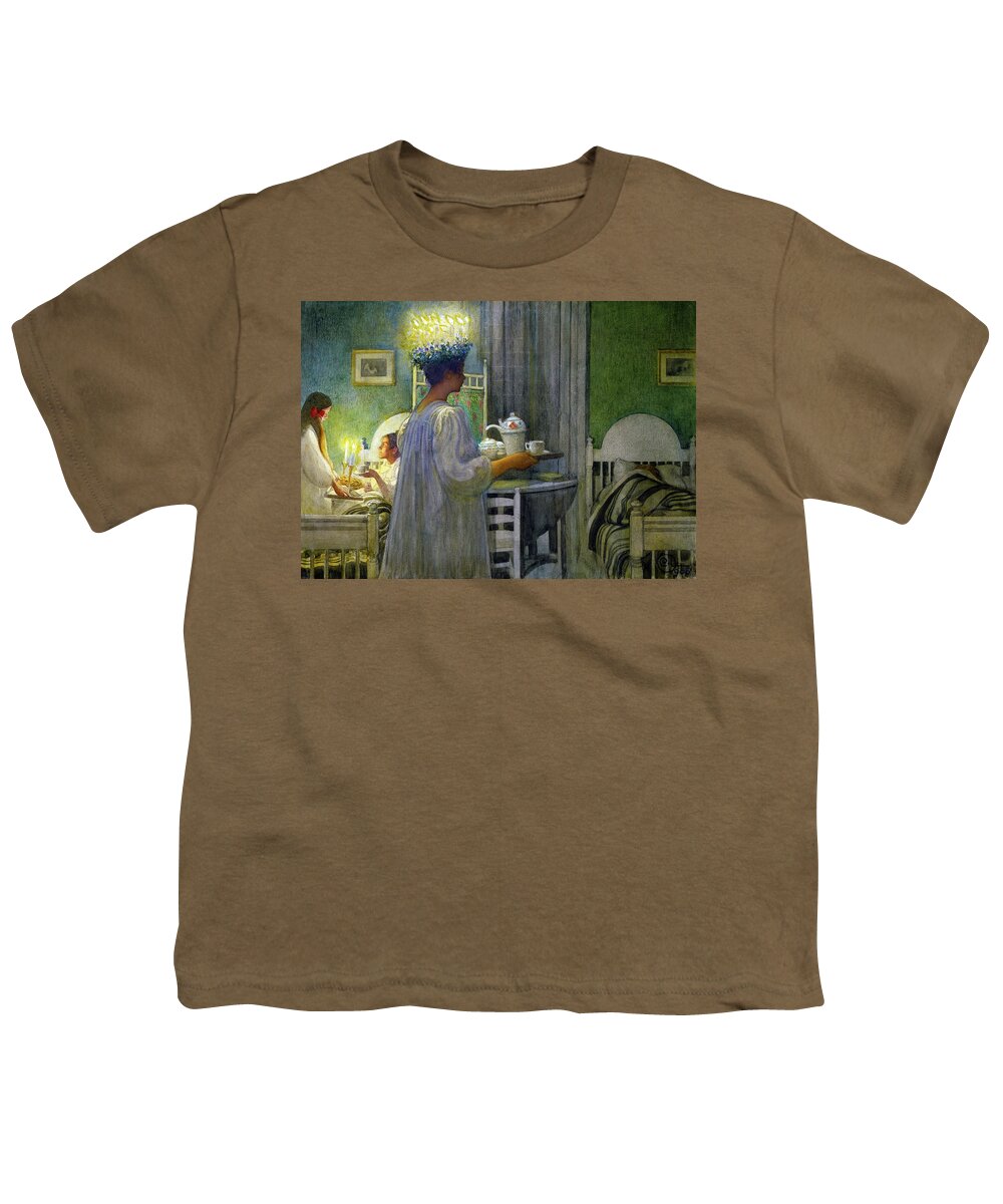 Carl Larsson Youth T-Shirt featuring the painting The Feast of Saint Lucy by Carl Larsson