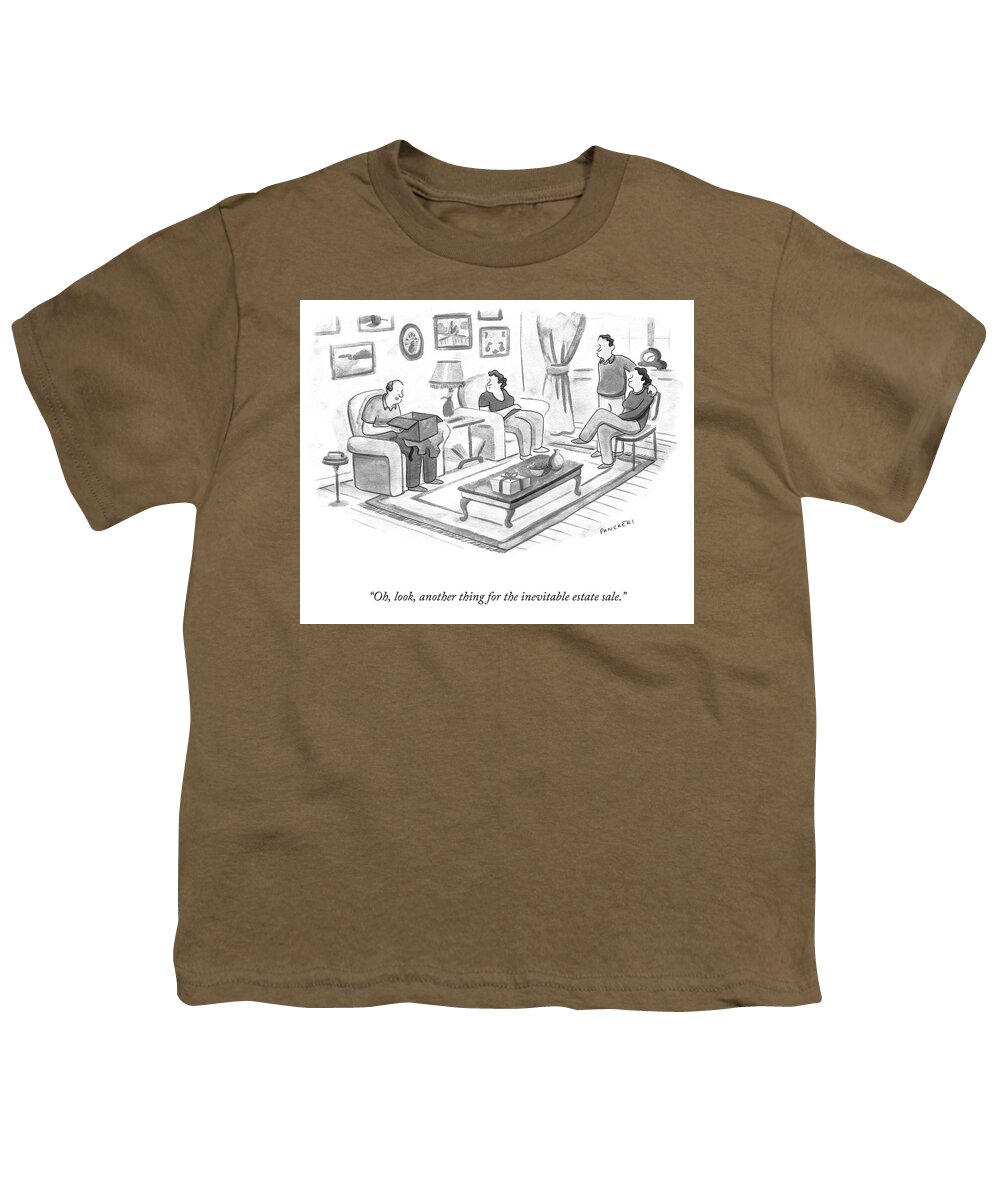A21587 Youth T-Shirt featuring the drawing The Inevitable Estate Sale by Drew Panckeri