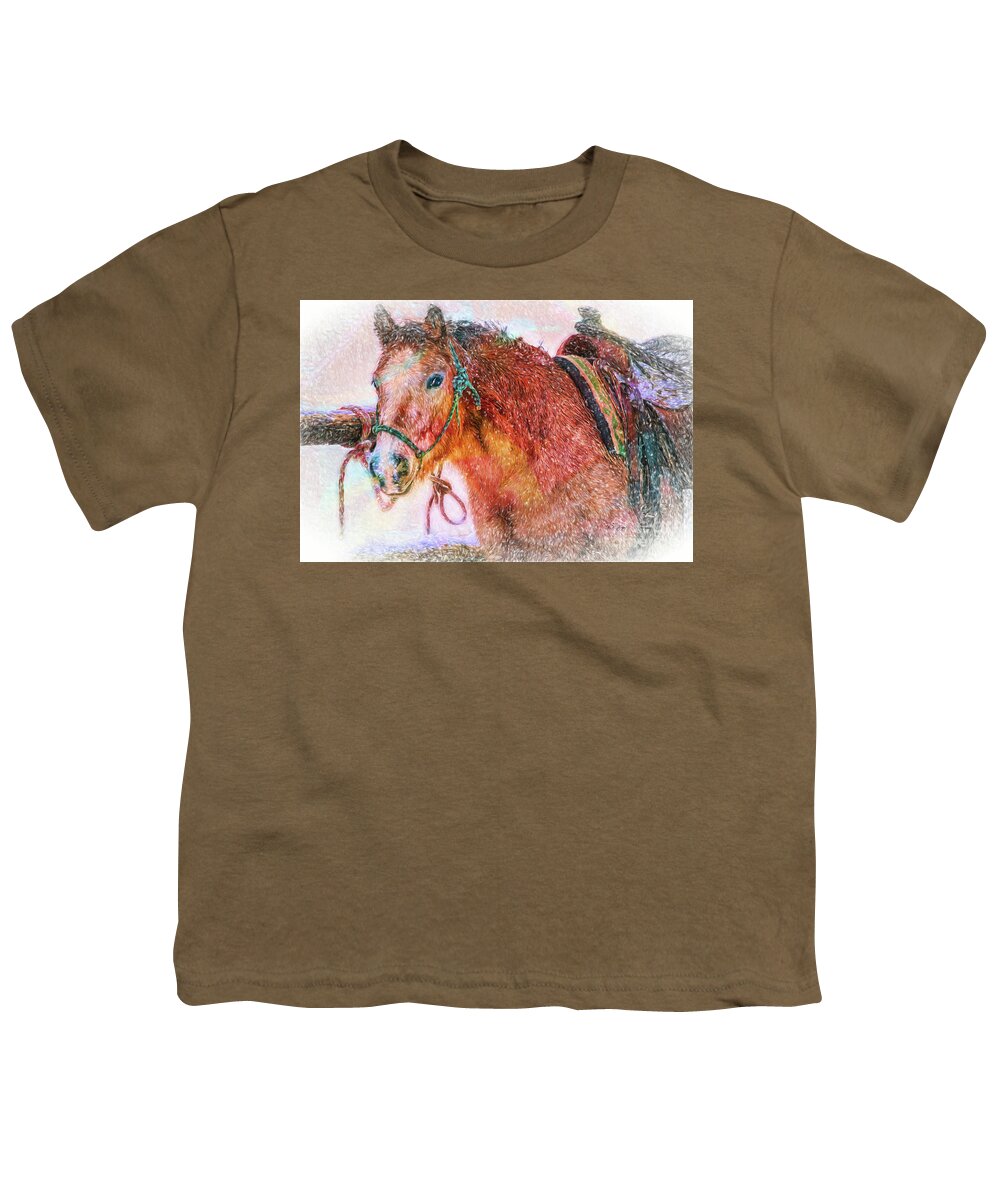 Horses Youth T-Shirt featuring the photograph The Waiting Game by DB Hayes