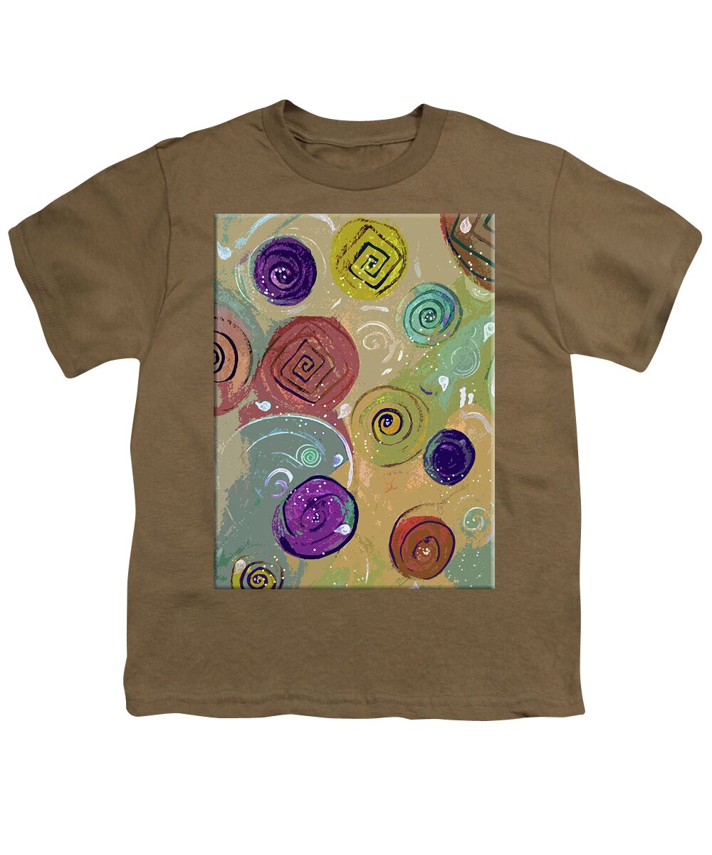 Yellow Youth T-Shirt featuring the painting The Yellow Spiral Abstract by Lisa Kaiser