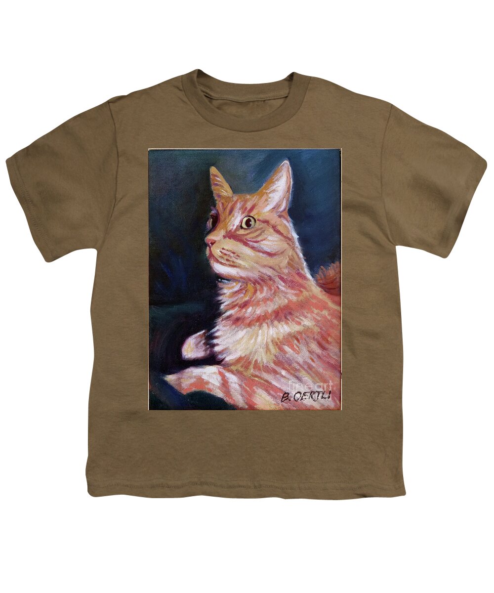 Orange Tabby Youth T-Shirt featuring the painting Thunder by Barbara Oertli