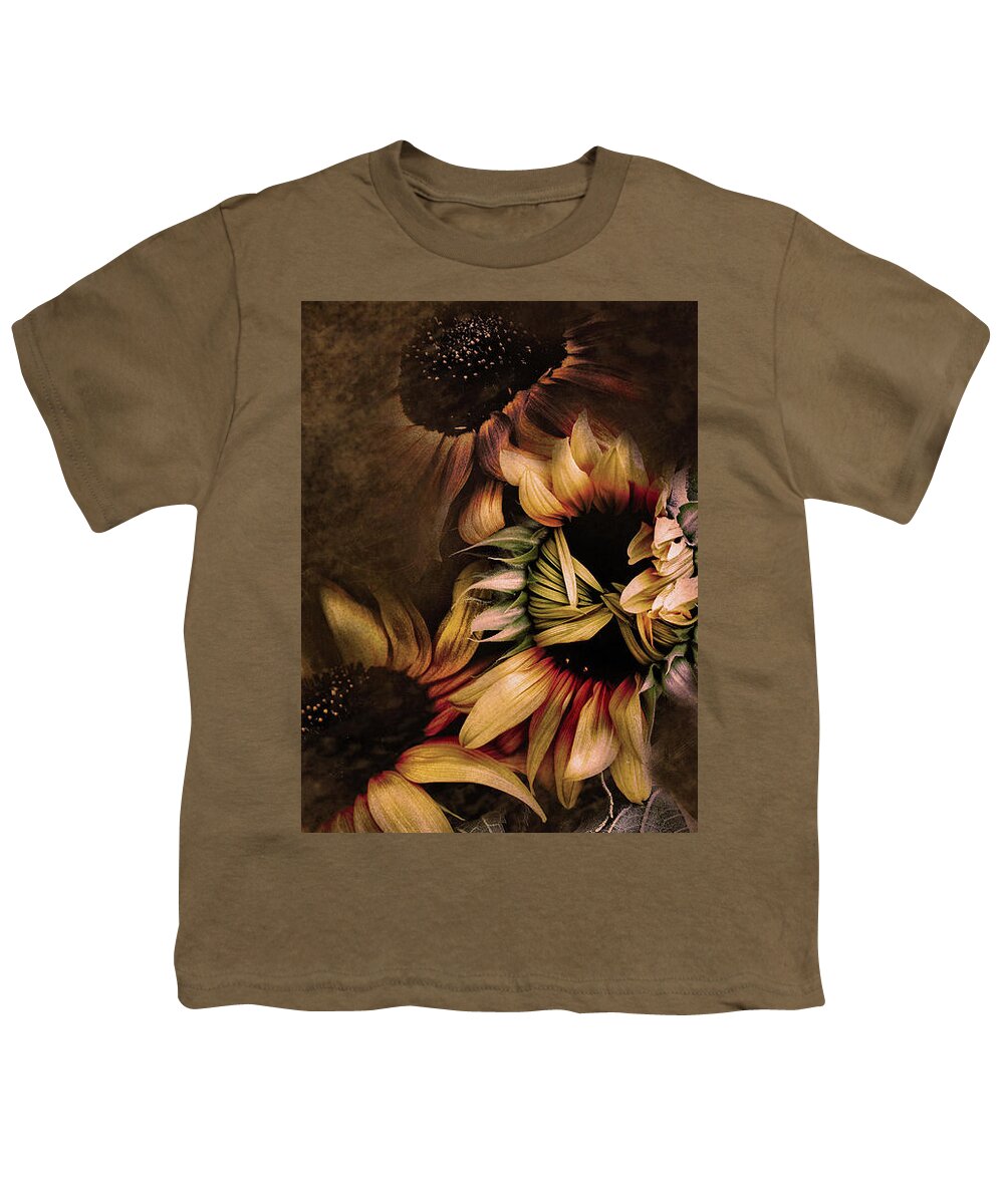 Sunflowers Youth T-Shirt featuring the photograph Timid Sunflower Textured by Sally Bauer