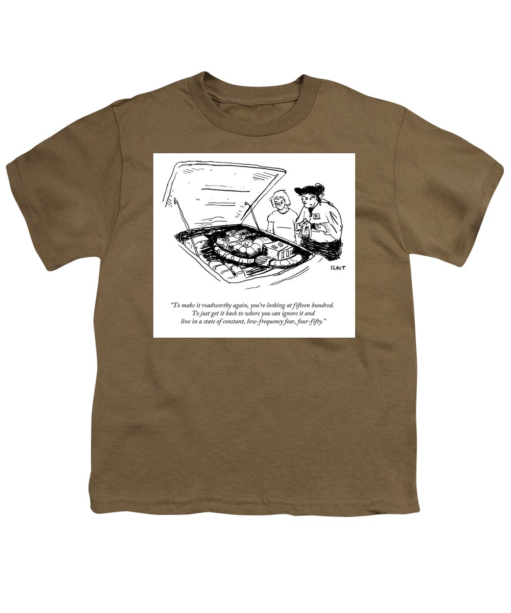 to Make It Roadworthy Again Youth T-Shirt featuring the drawing To Make it Roadworthy by Sara Lautman