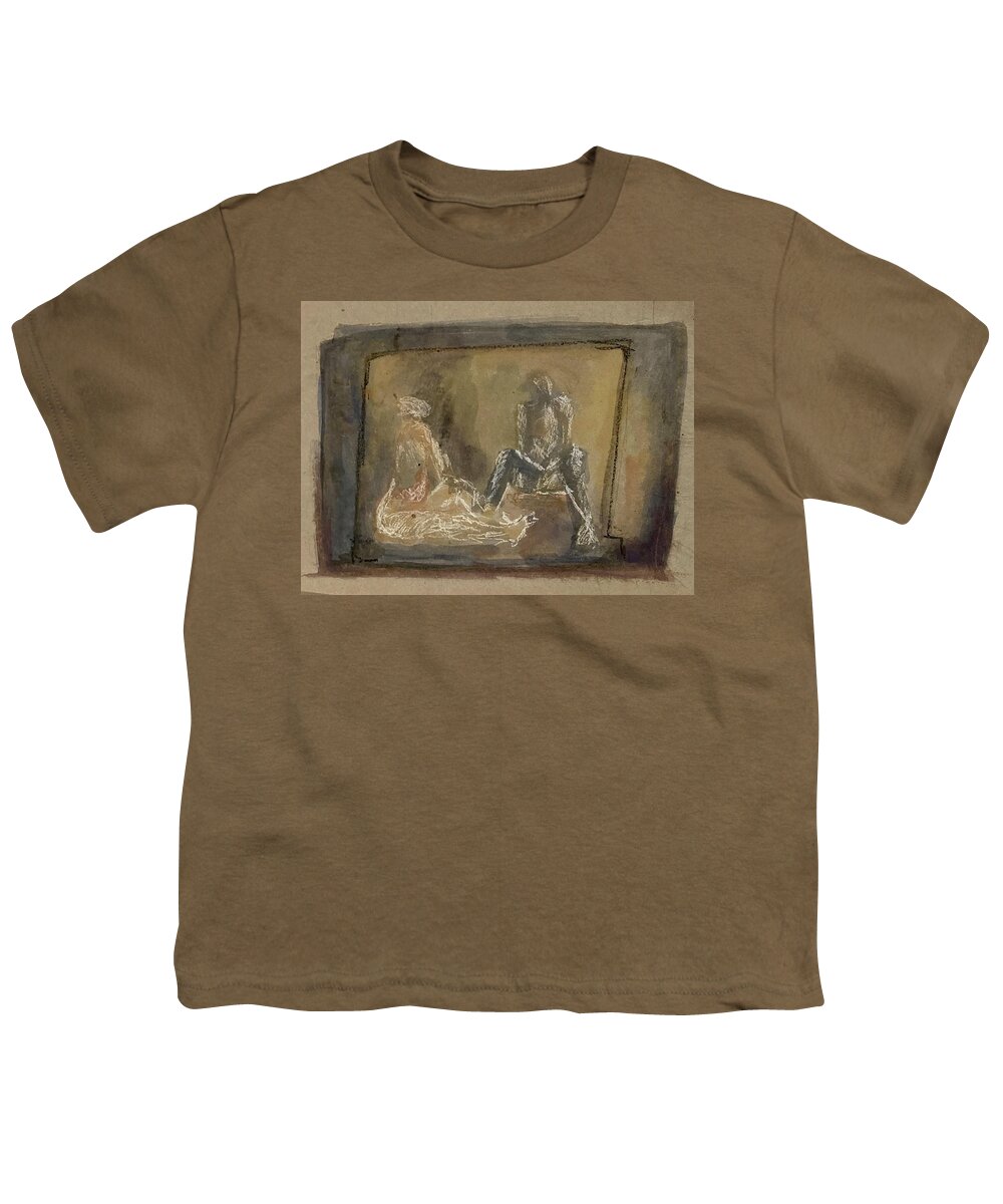 Two Figures Youth T-Shirt featuring the painting Together by David Euler