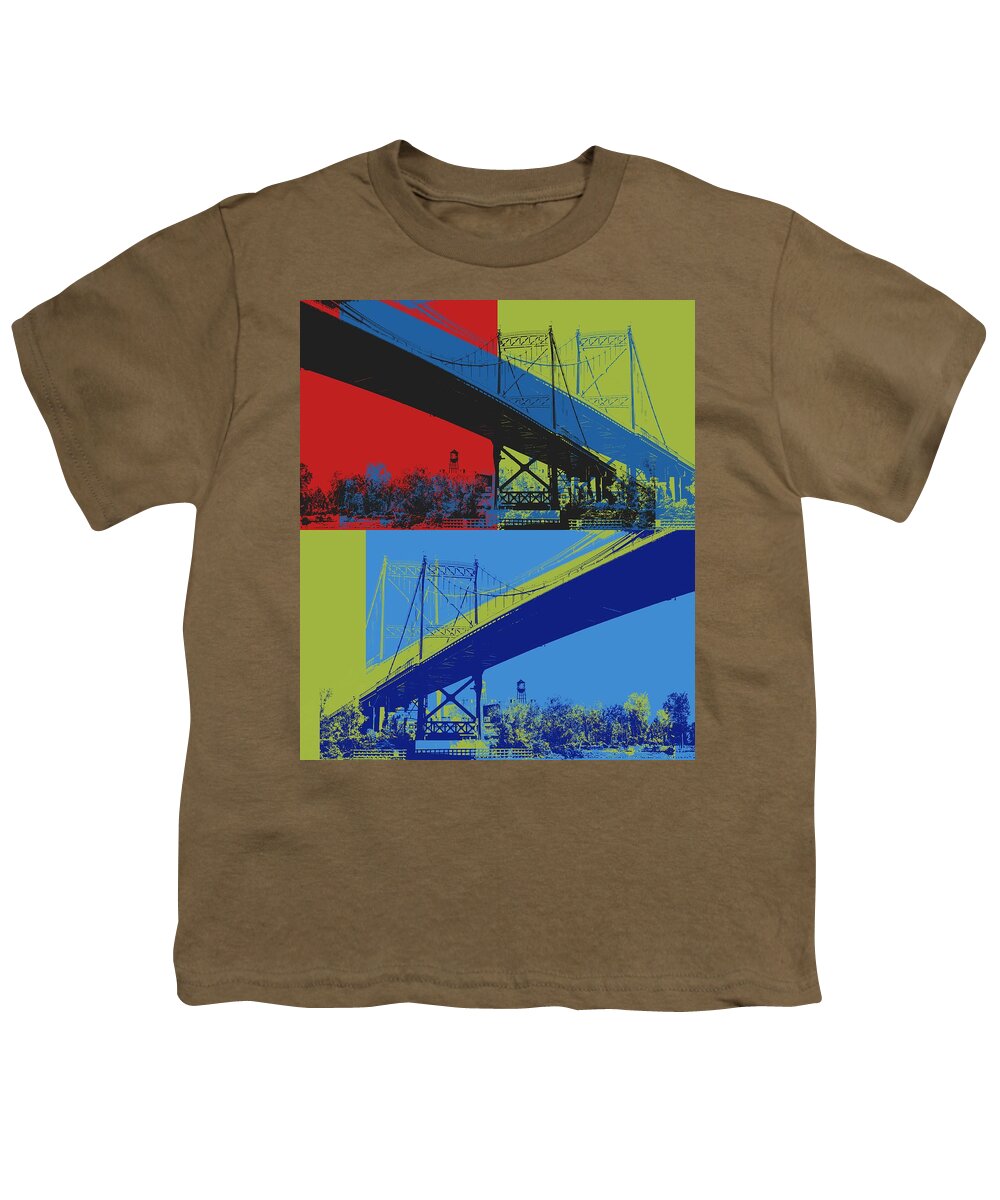 Toledo Bridge Pop Art Youth T-Shirt featuring the digital art Toledo Bridge Pop Art by Dan Sproul