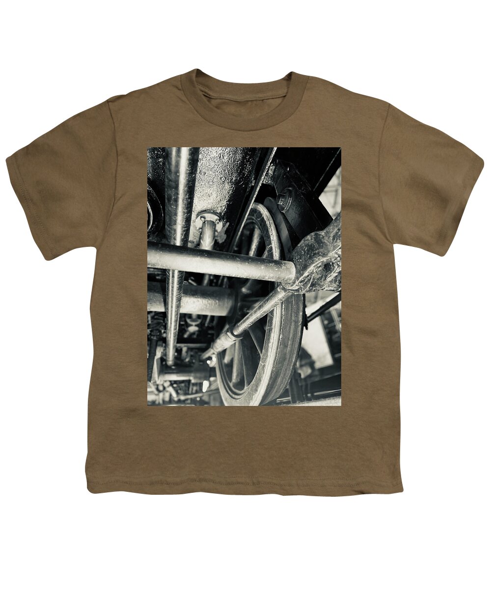 Train Parts Youth T-Shirt featuring the photograph Train Undercarriage Wheel by Roxy Rich