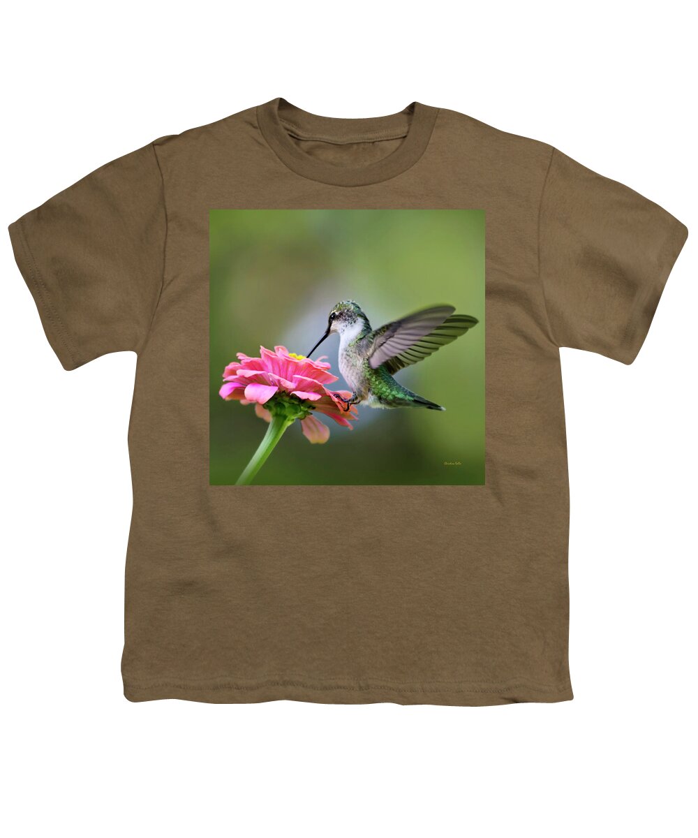 Hummingbird Youth T-Shirt featuring the photograph Tranquil Joy Hummingbird Square by Christina Rollo
