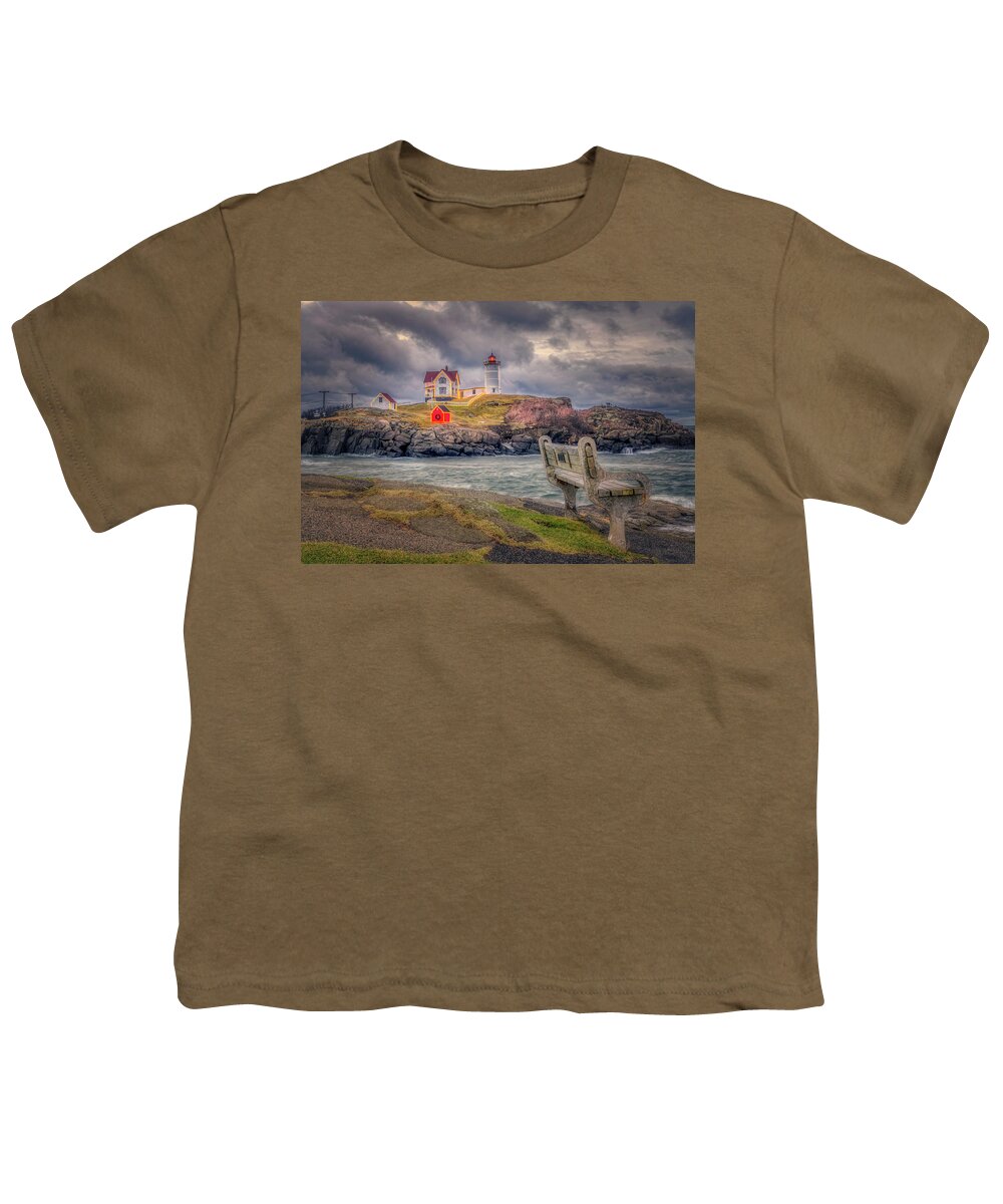 The Nubble Youth T-Shirt featuring the photograph Twilight at The Nubble by Penny Polakoff