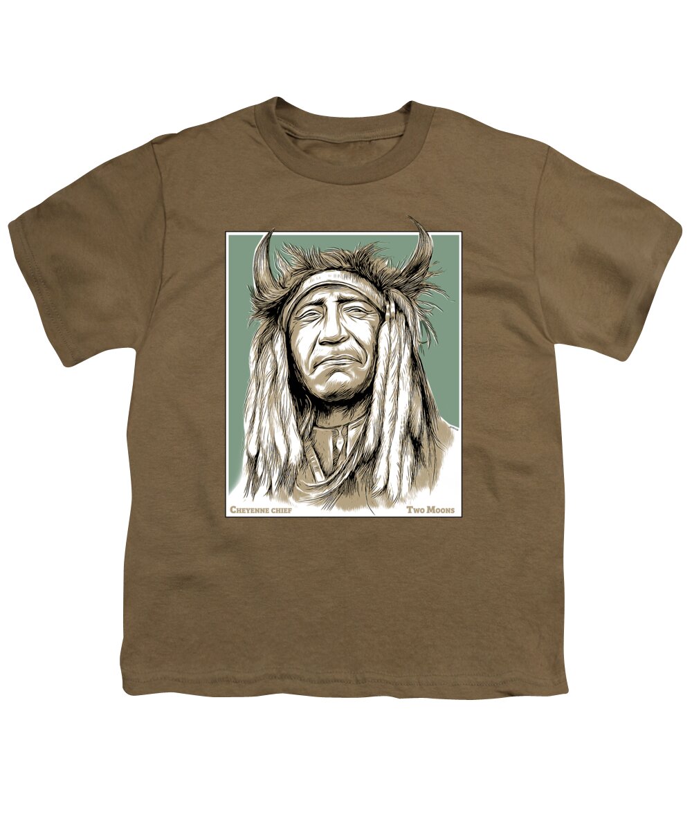 Two Moons Youth T-Shirt featuring the mixed media Two Moons Chief by Greg Joens