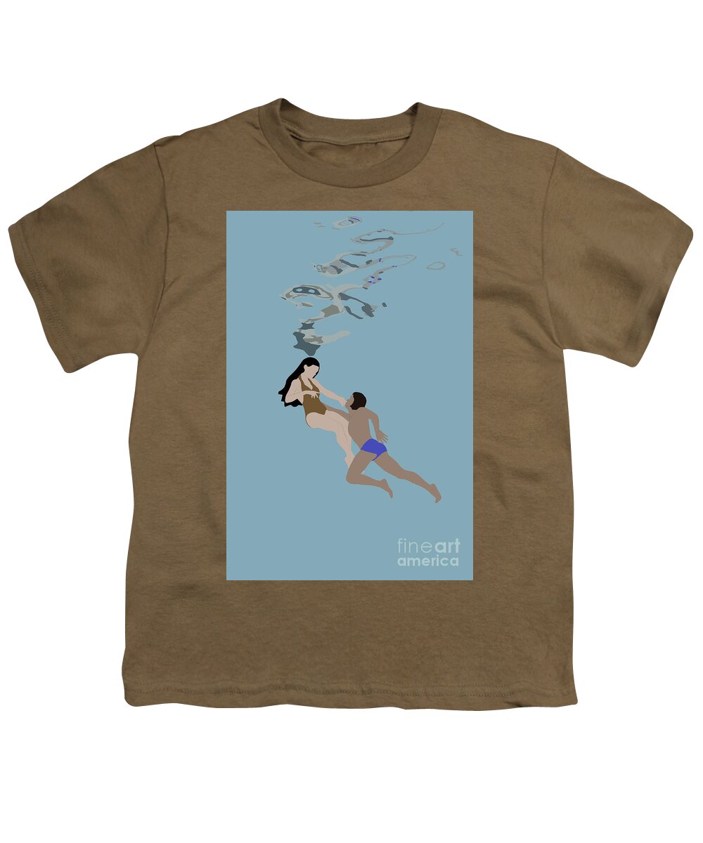Clayton Youth T-Shirt featuring the digital art Underwater Lovers by Clayton Bastiani