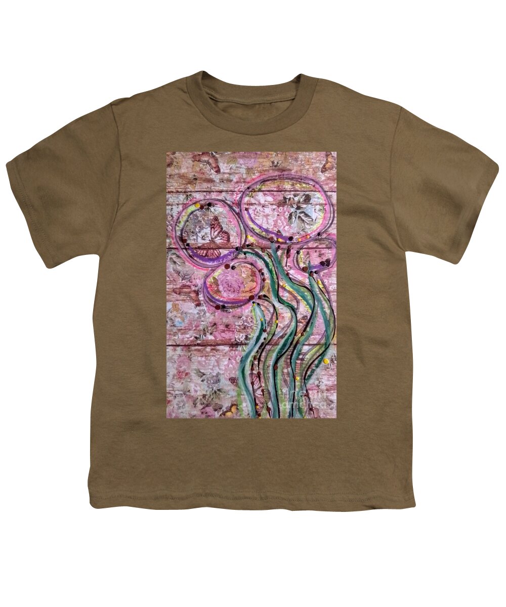 Mixed Media Youth T-Shirt featuring the mixed media Victoria's garden by Barbara Leigh Art