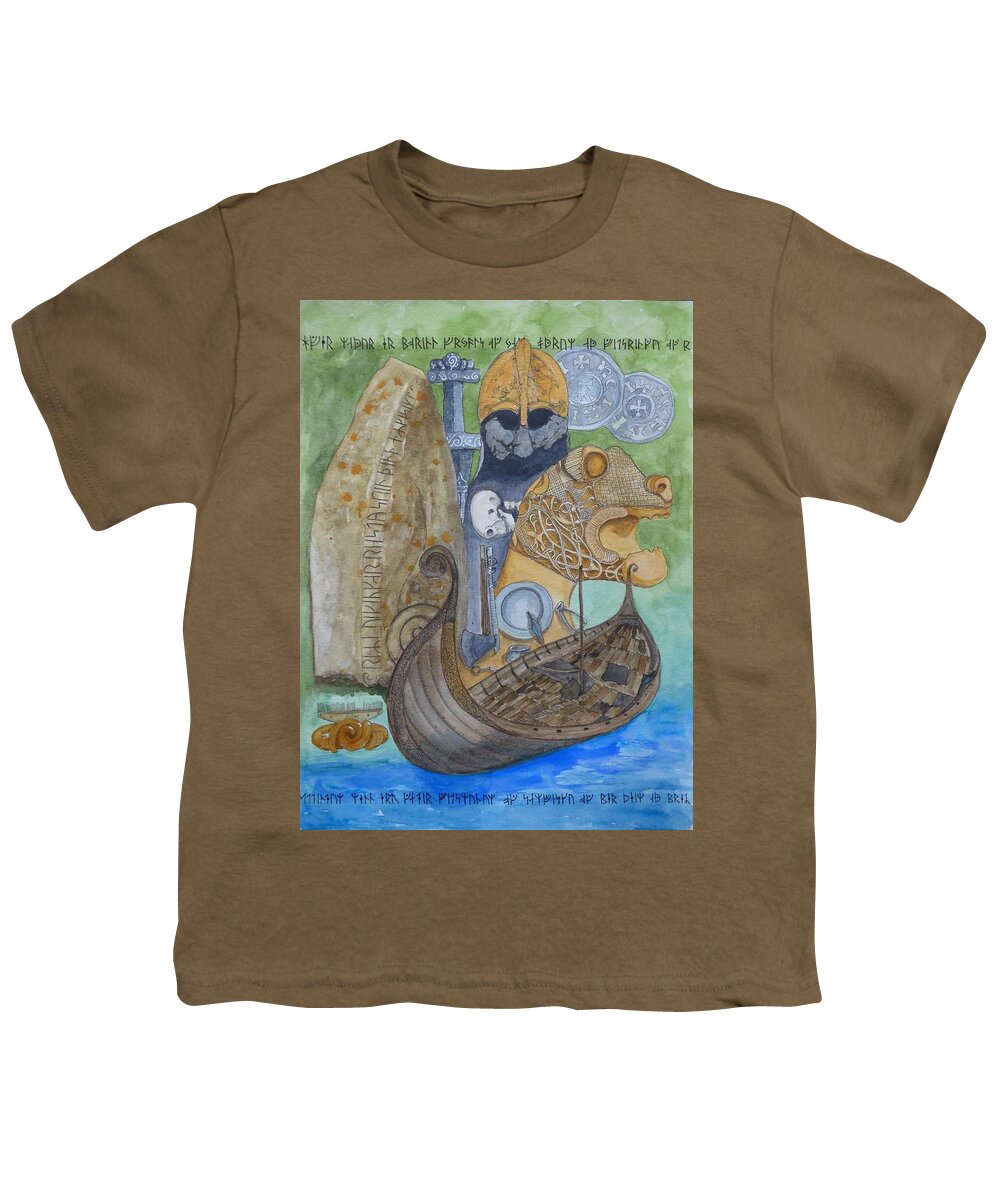 Vikings Youth T-Shirt featuring the painting Vikings by Lisa Mutch