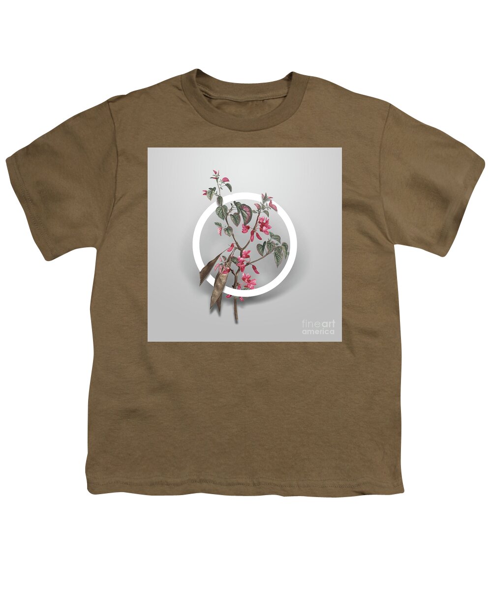 Vintage Youth T-Shirt featuring the painting Vintage Judas Tree Minimalist Floral Geometric Circle Art N.663 by Holy Rock Design