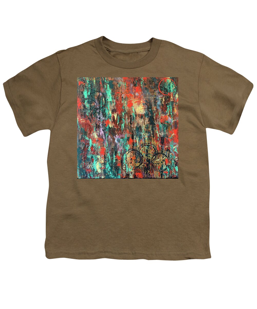 Abstract Youth T-Shirt featuring the painting Walking in the Woods by Raji Musinipally