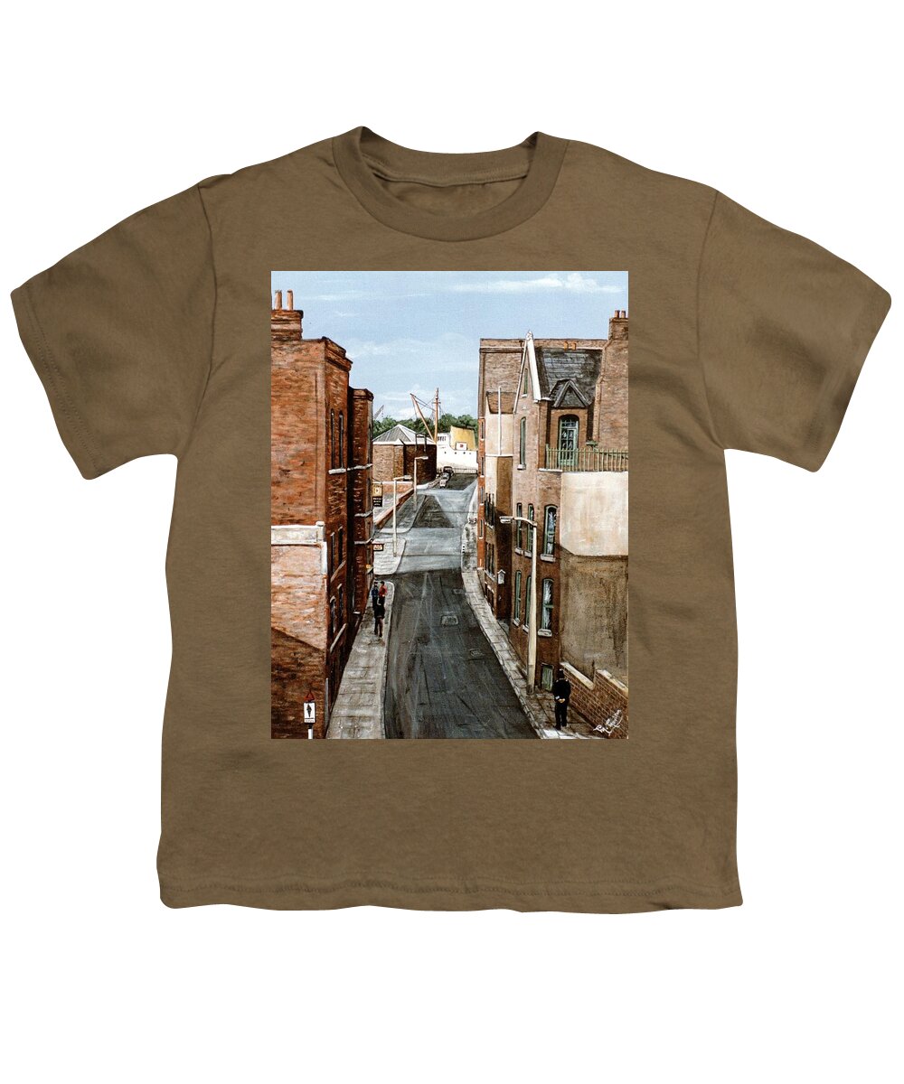 Wapping Youth T-Shirt featuring the painting Wapping Lane Wapping London by Mackenzie Moulton