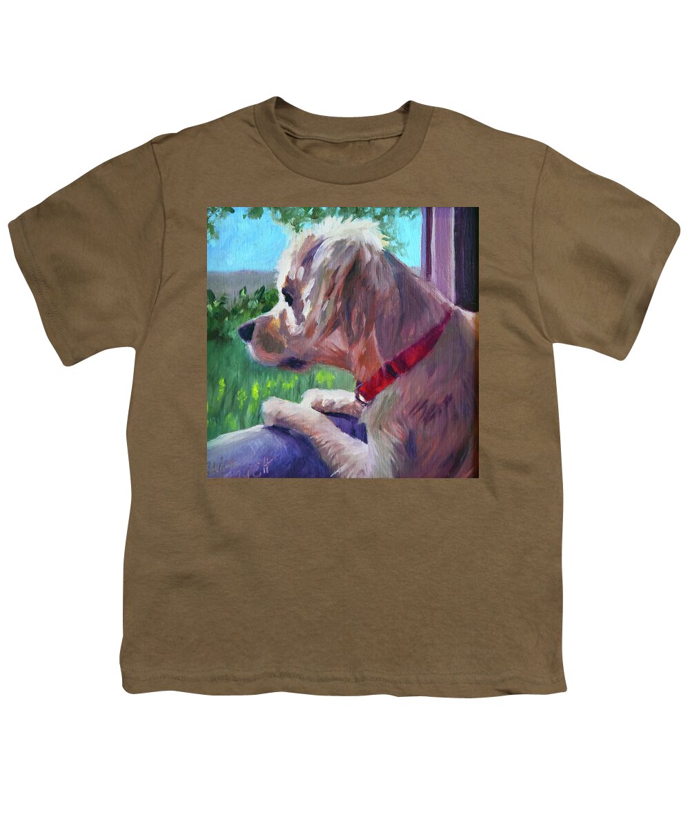 Dog Youth T-Shirt featuring the painting Watch Dog by Alice Leggett