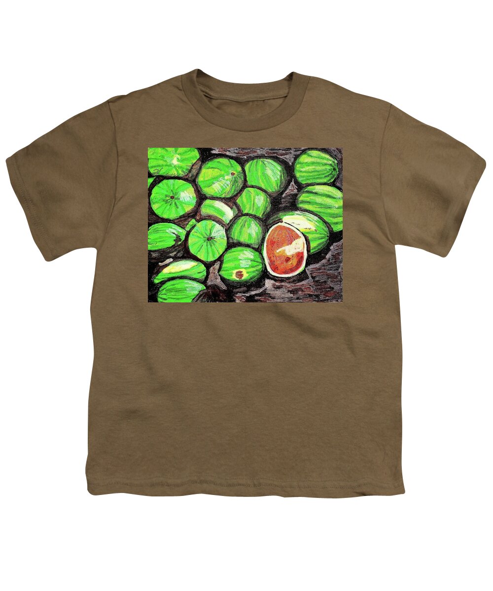 Watermelon Youth T-Shirt featuring the painting Watermelons by Amy Kuenzie
