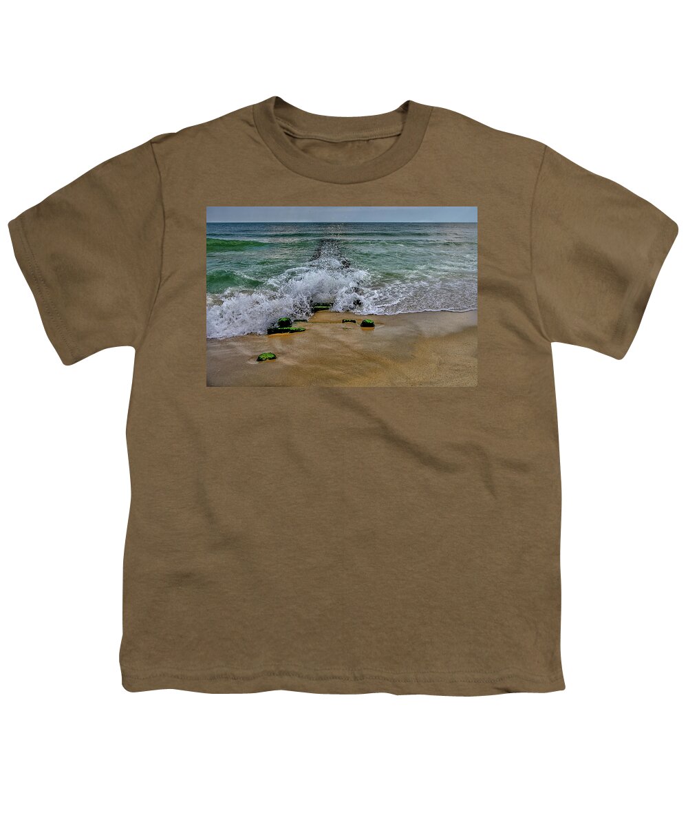 Waves Youth T-Shirt featuring the photograph Waves at Long Branch by Alan Goldberg