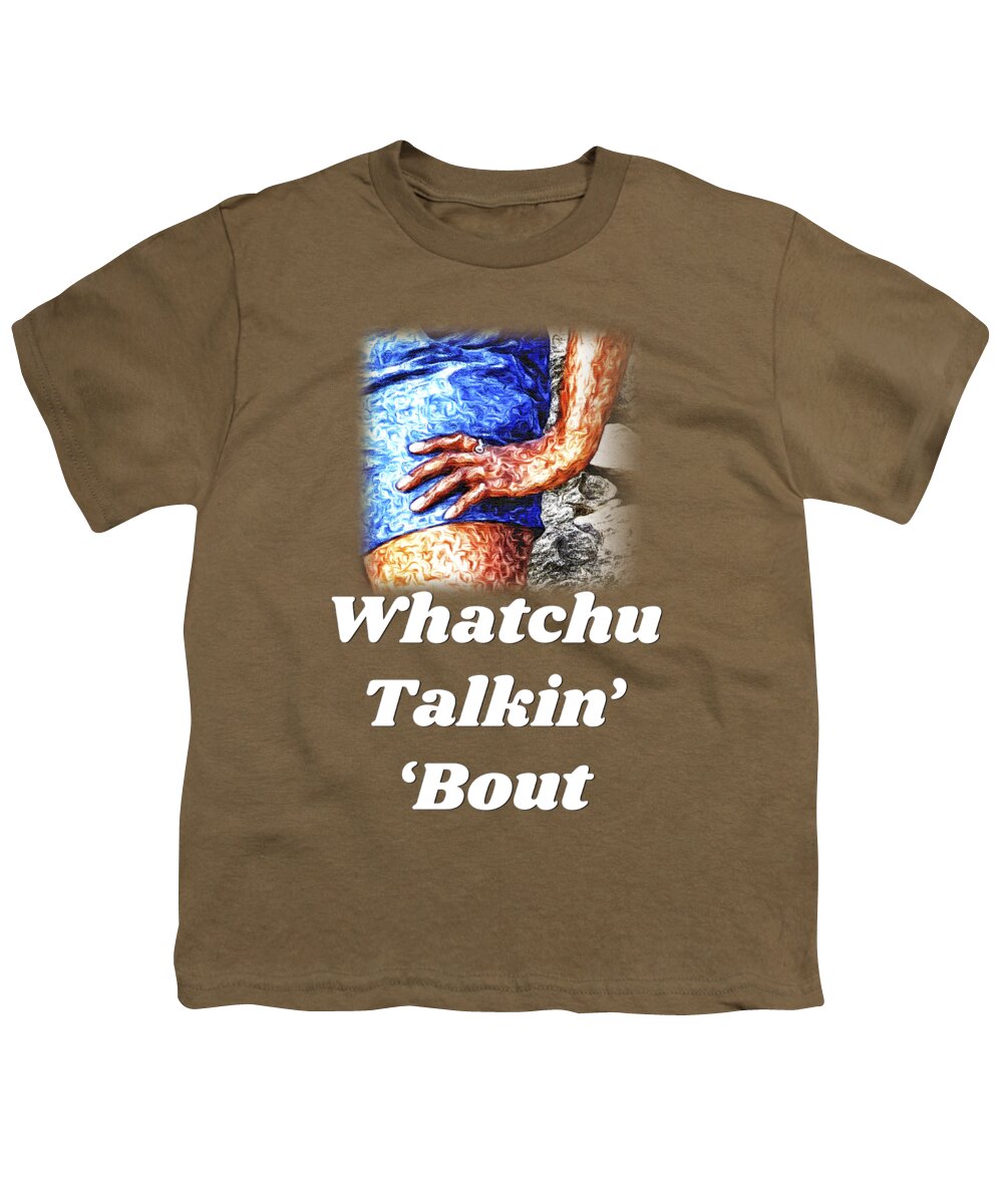 Hand; Hip; Sassy; Funny; Watercolor; Blue; Brown Youth T-Shirt featuring the digital art Whatchu Talkin' 'Bout by Tanya Owens