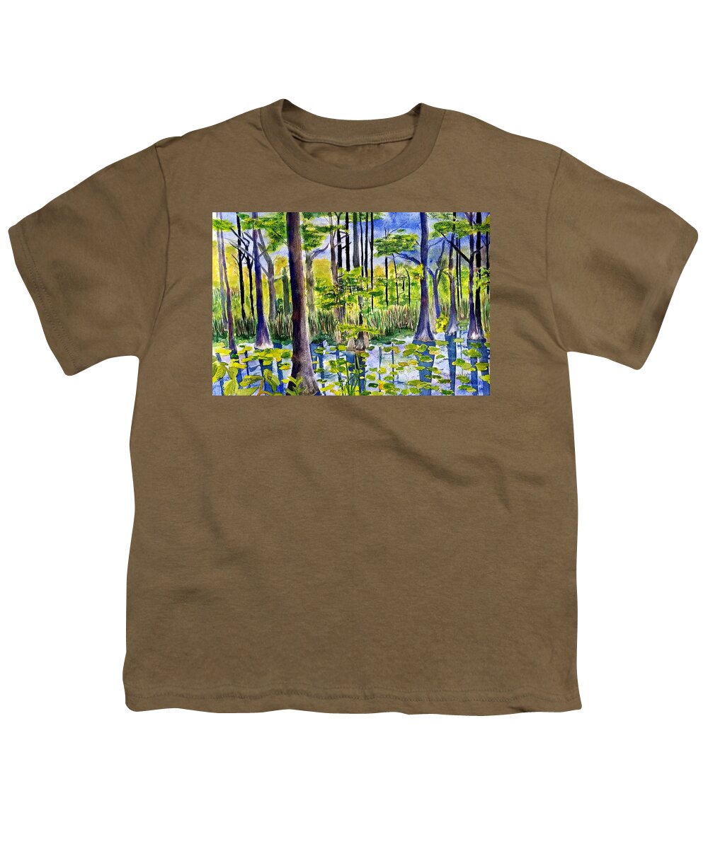 Cypress Dunes Youth T-Shirt featuring the painting Where the Bullfrogs live by Ann Frederick