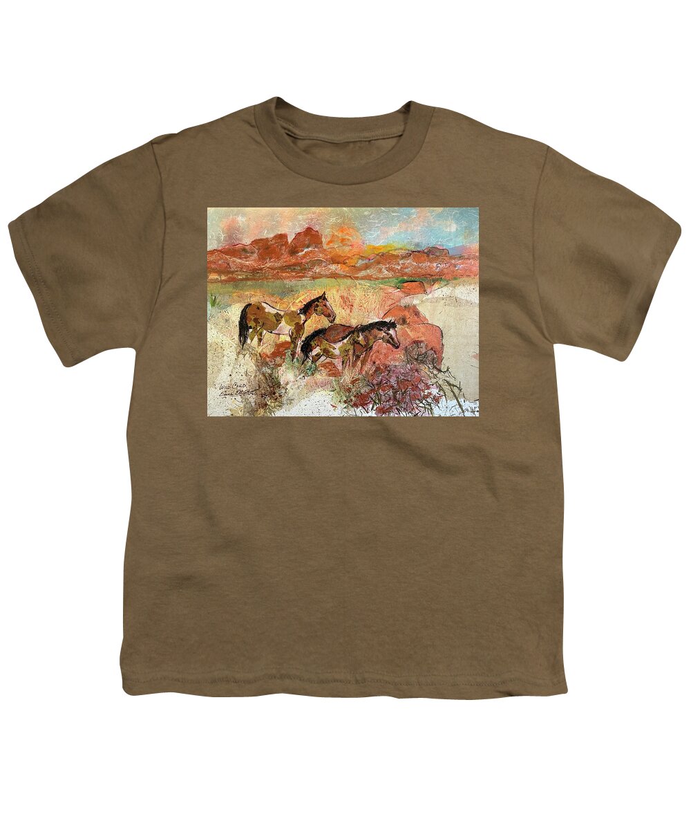 Horse Youth T-Shirt featuring the painting Wild Child by Elaine Elliott