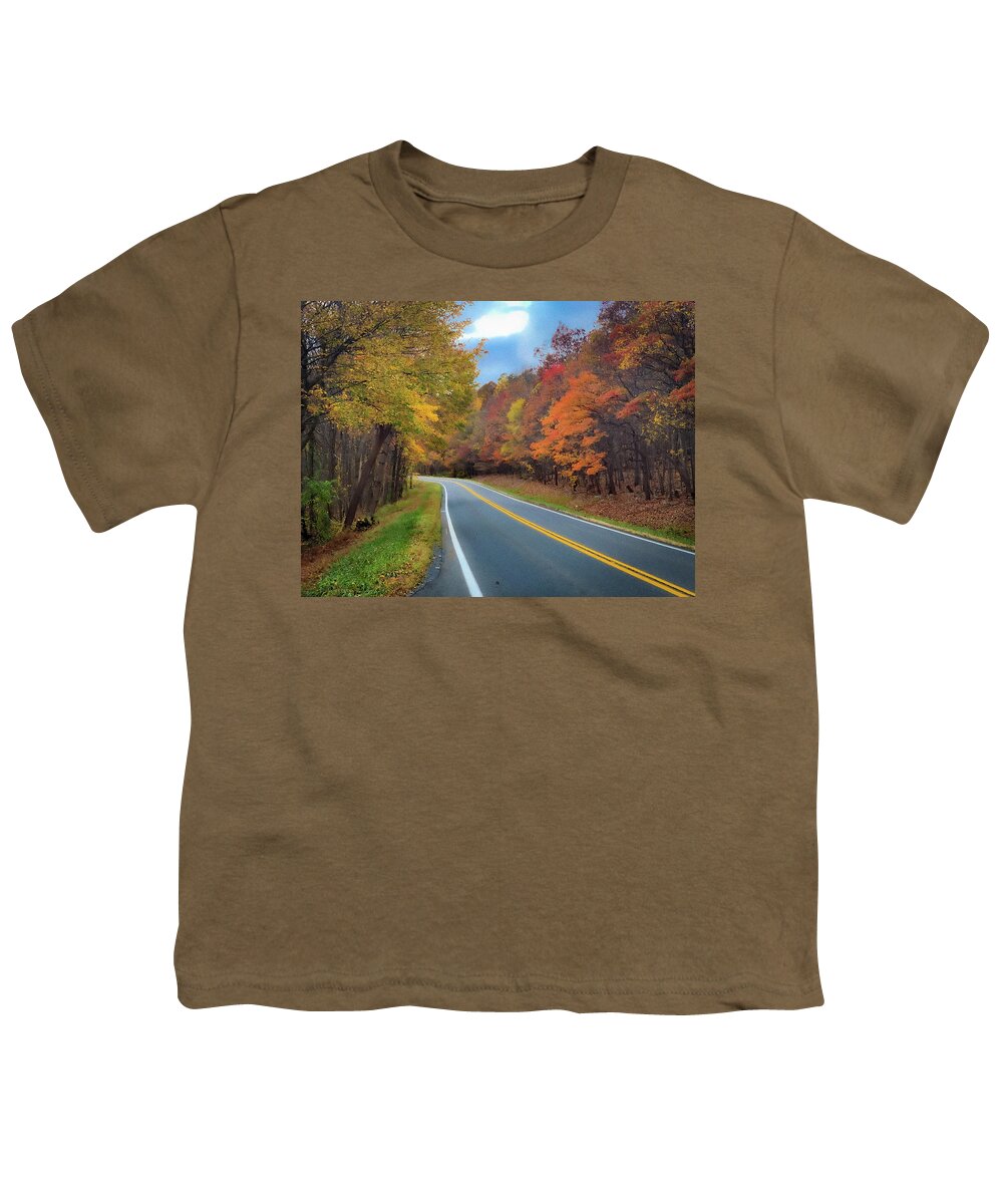 Fall Youth T-Shirt featuring the photograph Winding West Virginia Road in Fall by Lora J Wilson