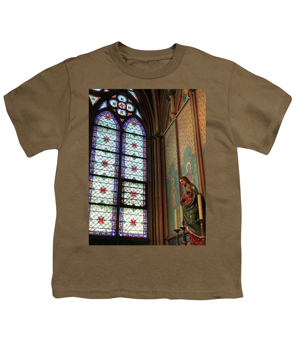 Window Youth T-Shirt featuring the photograph Windows of Notre Dame by Lee Darnell