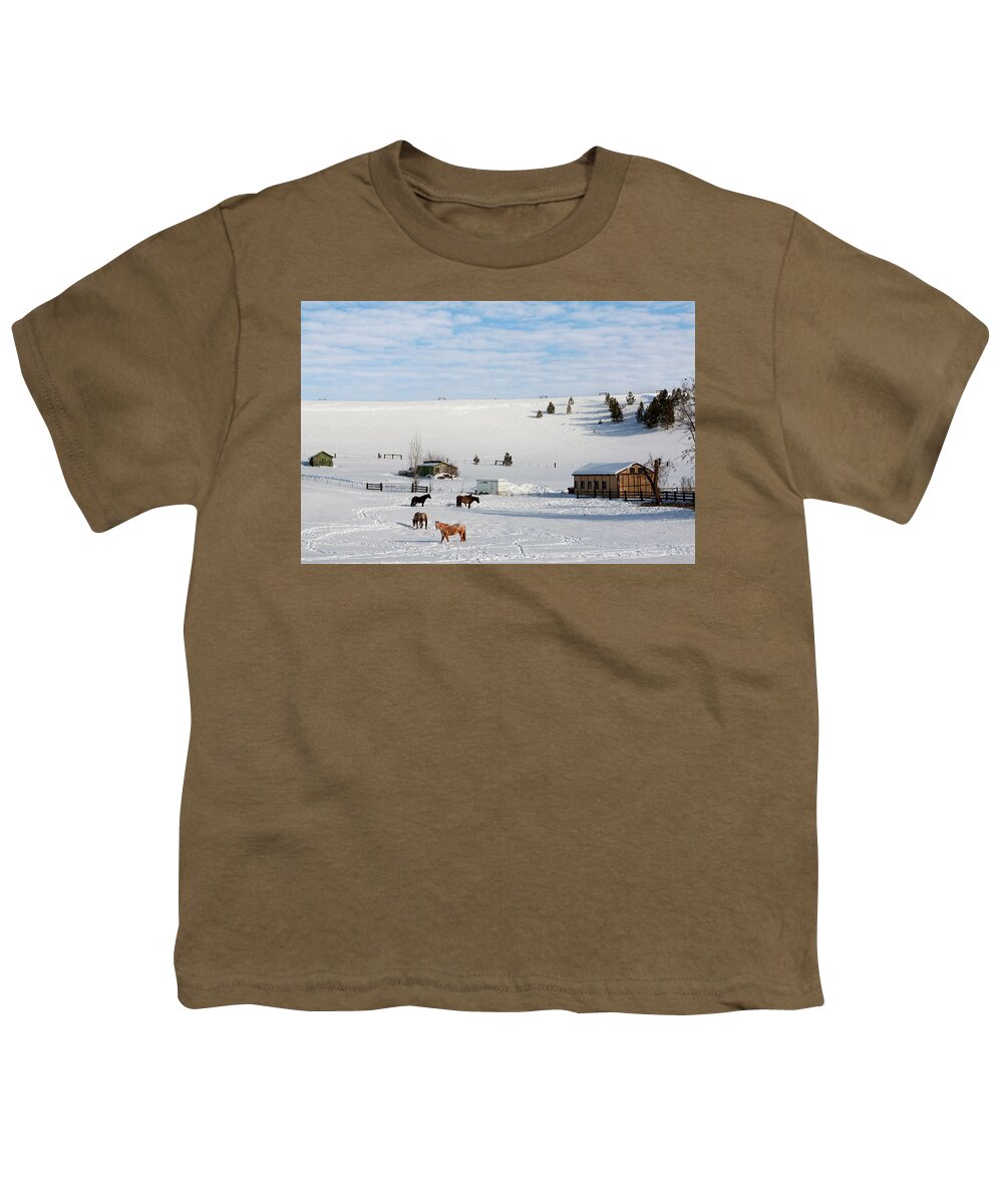 Farm Youth T-Shirt featuring the photograph Winter Farm Washington by Tatiana Travelways