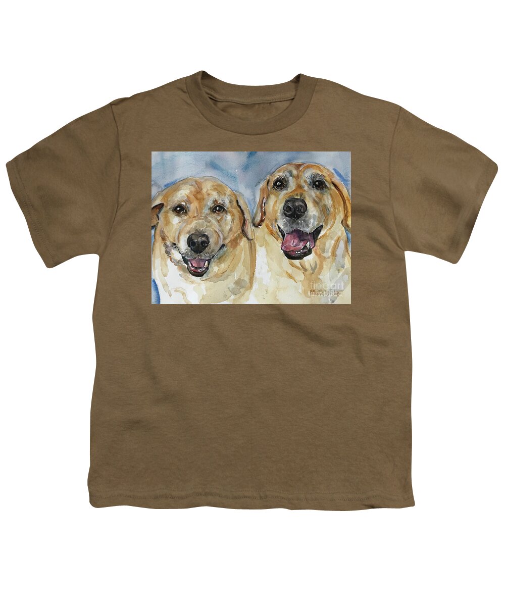 Yellow Lab Youth T-Shirt featuring the painting Yellow Labs by Maria Reichert