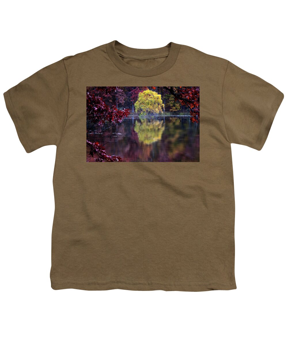 Lake Reflection Youth T-Shirt featuring the photograph Yellow Reflection by Tom Singleton