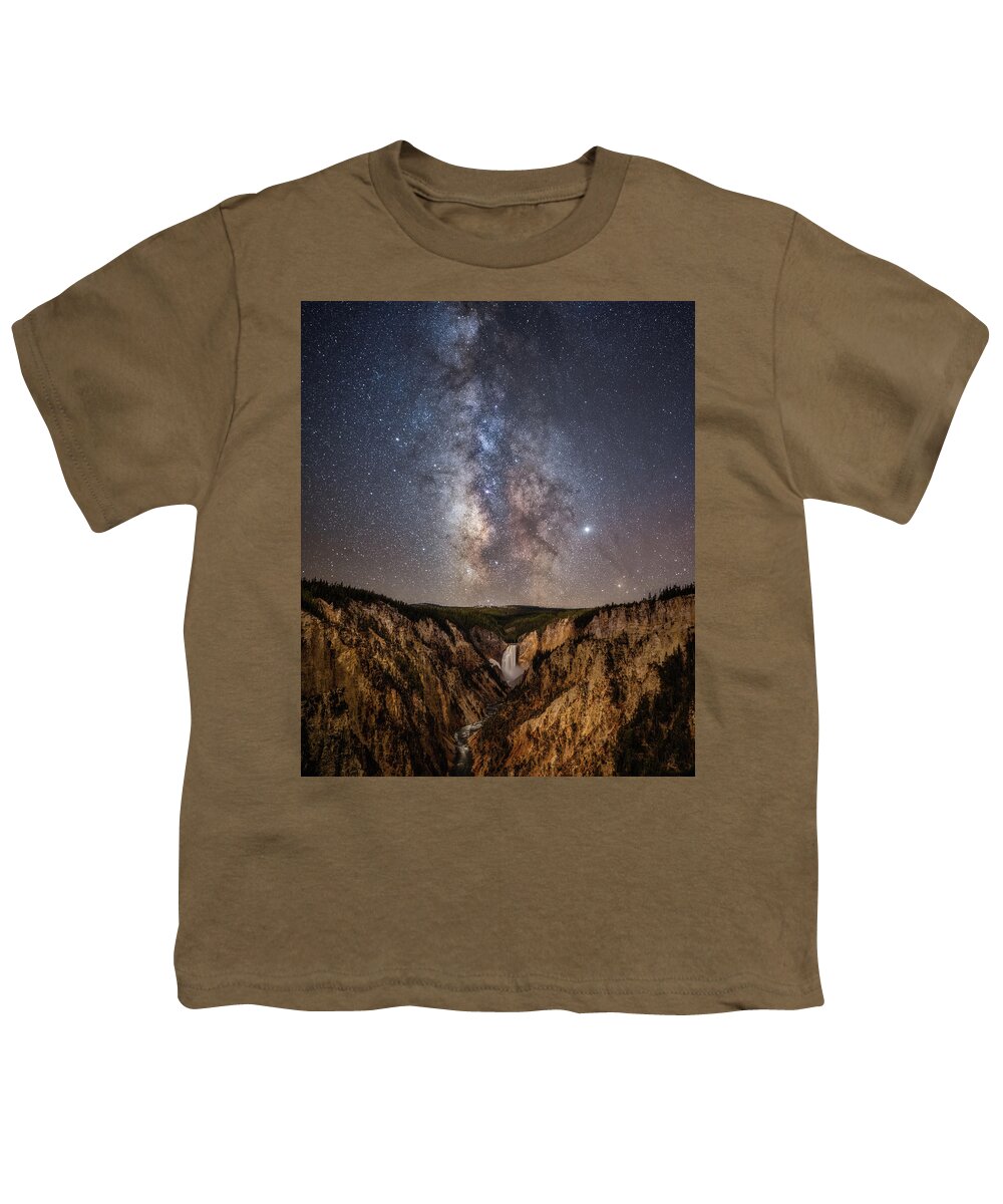 Yellowstone Youth T-Shirt featuring the photograph Yellowstone at Night by Darren White