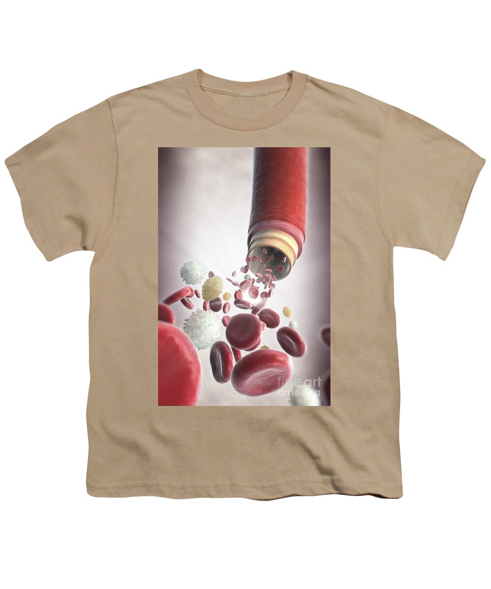 Blood Vessel Youth T-Shirt featuring the photograph Blood Vessel With Cells #8 by Science Picture Co