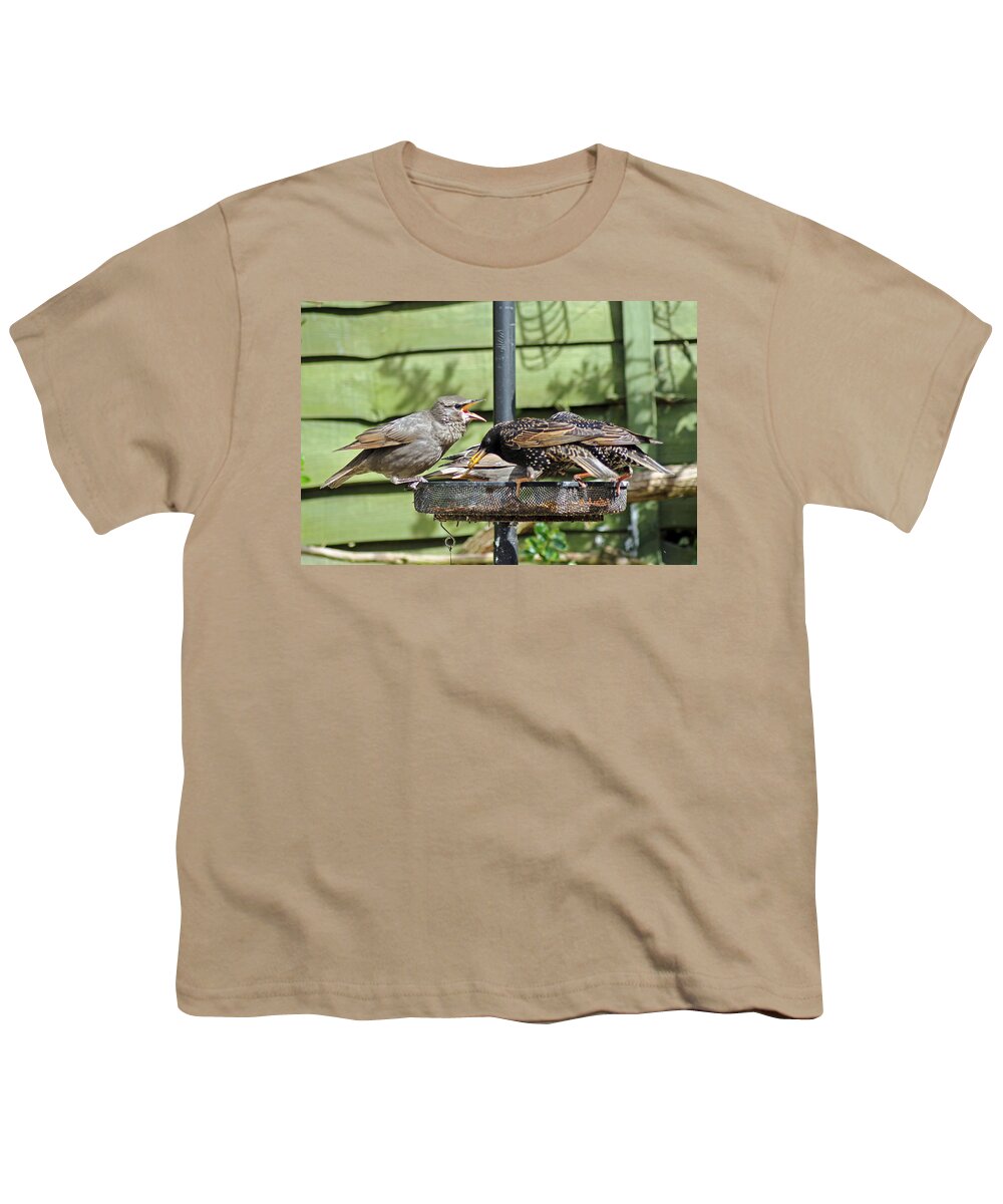 Starling Youth T-Shirt featuring the photograph Feeding Time #1 by Tony Murtagh