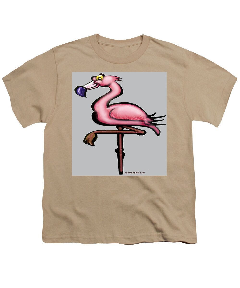 Flamingo Youth T-Shirt featuring the digital art Flamingo by Kevin Middleton
